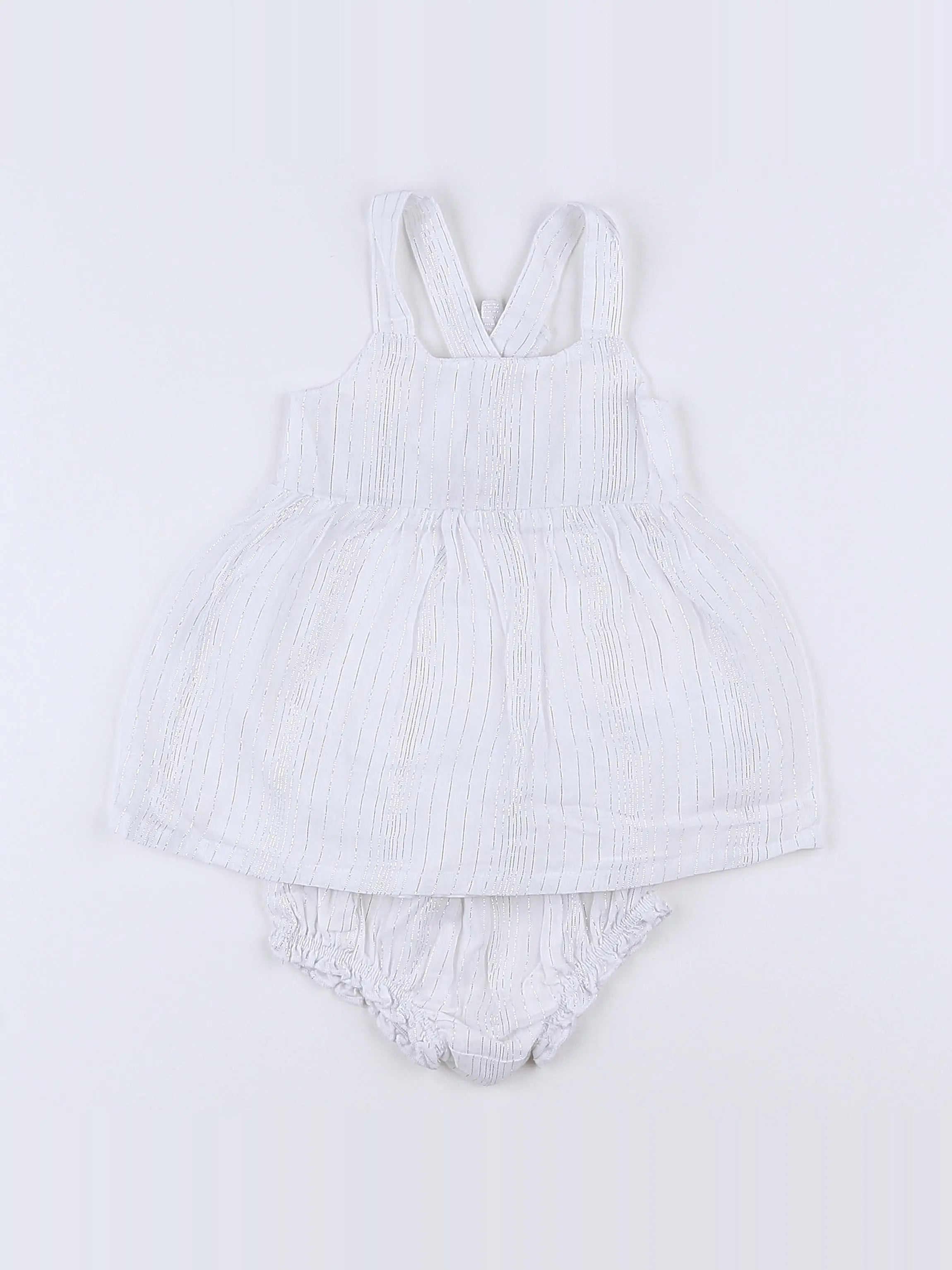 La Redoute - robe blanc, gris - 3 mois