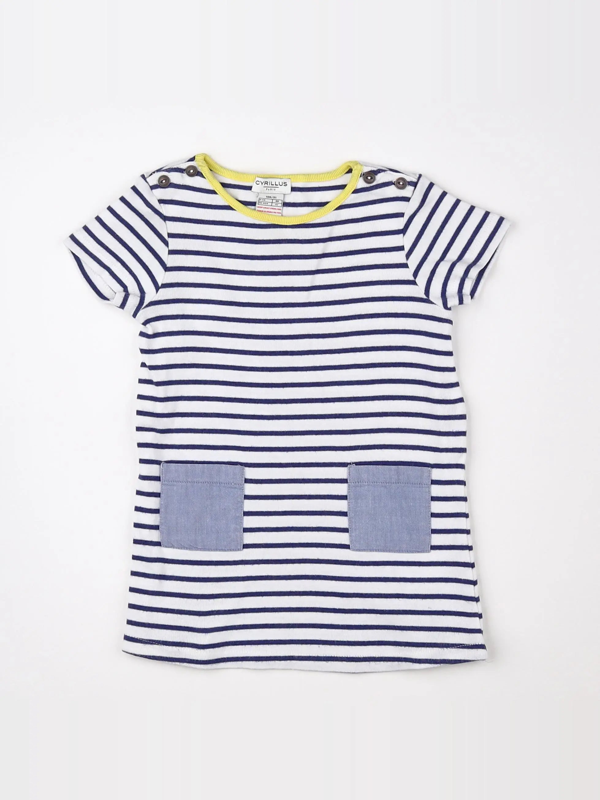 Cyrillus - robe blanc, bleu - 18 mois