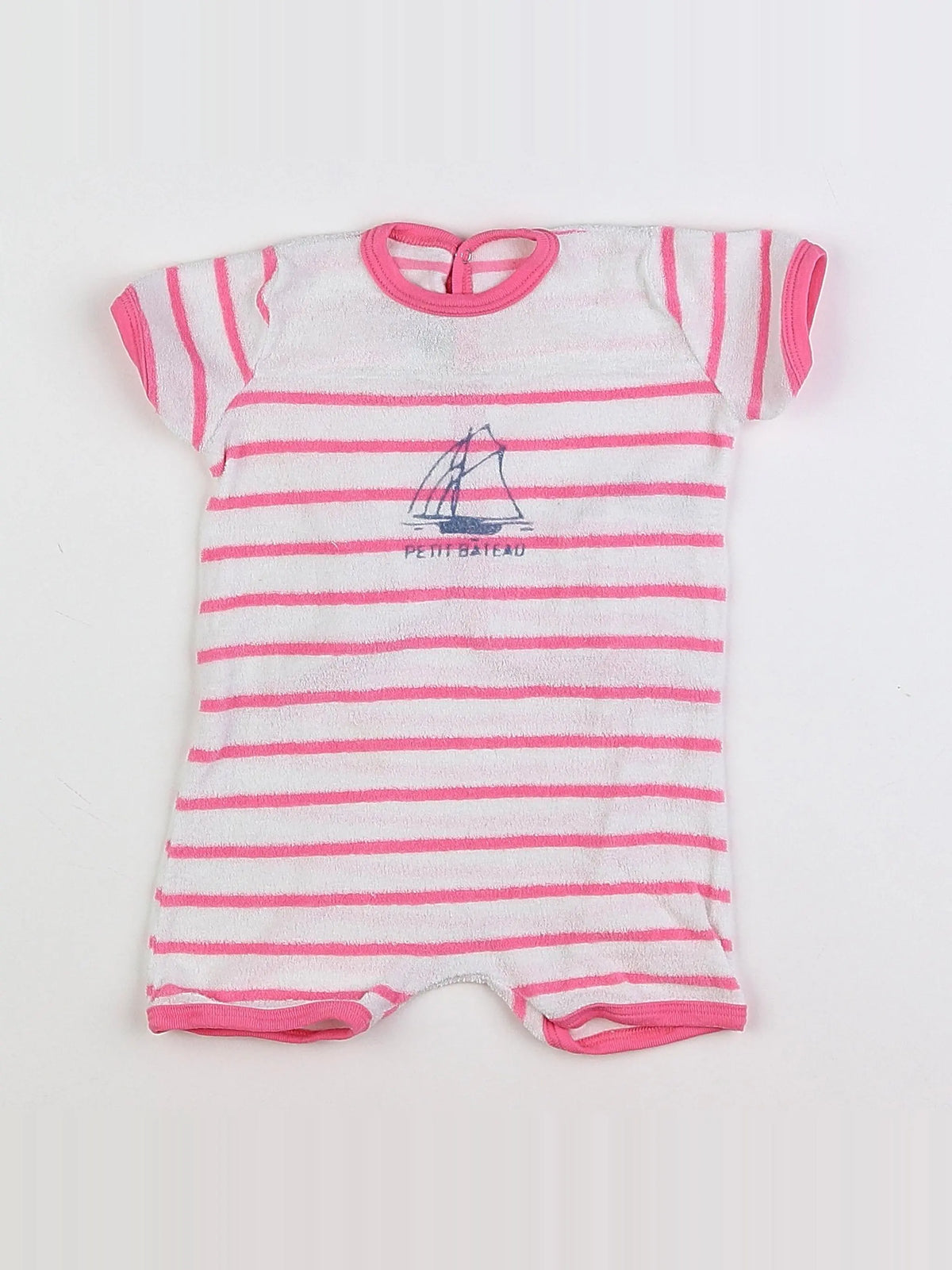 Petit Bateau - combinaison blanc, rose - 12 mois