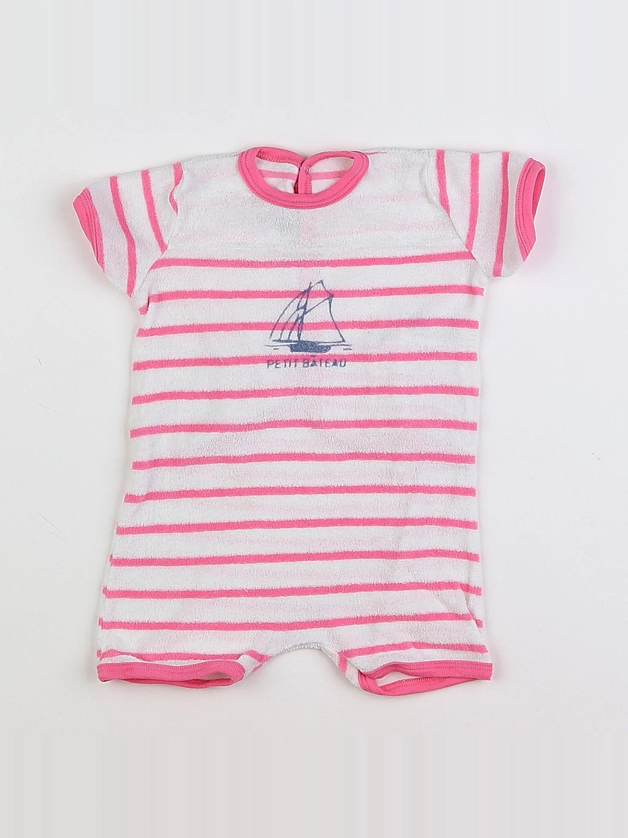 Petit Bateau - combinaison blanc, rose - 12 mois