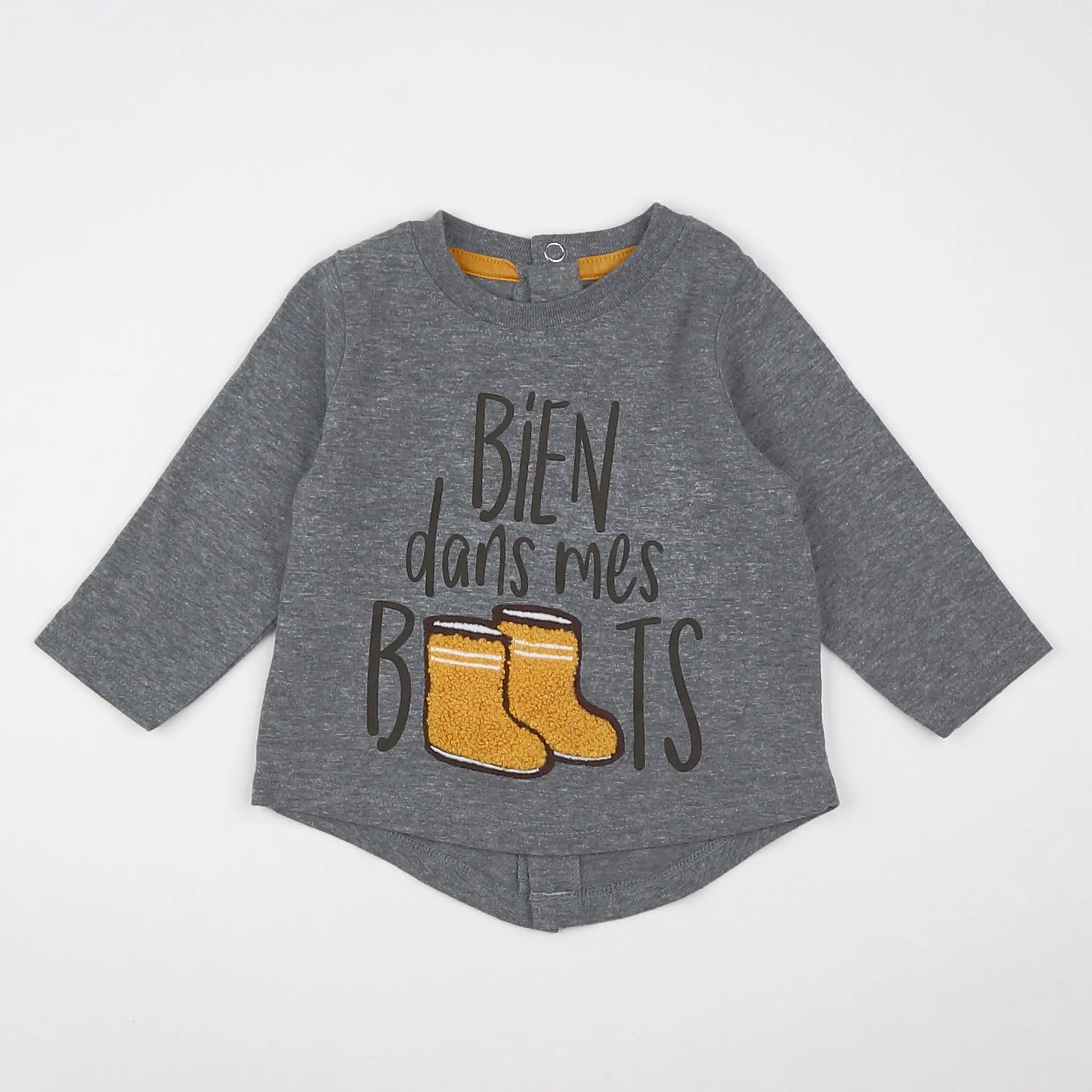Vertbaudet - tee-shirt gris, jaune - 3 mois