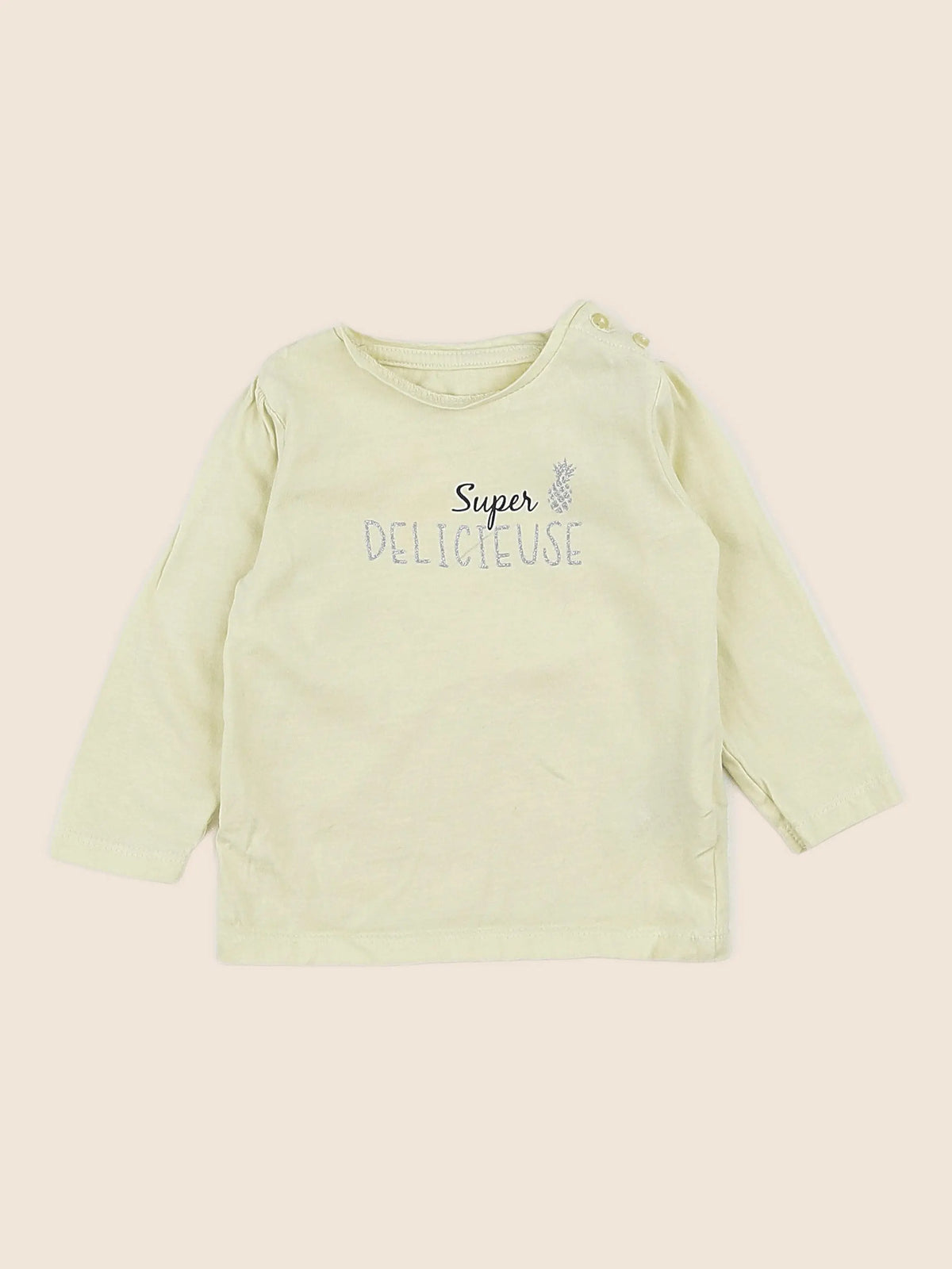 Vertbaudet - tee-shirt jaune, argent - 9 mois
