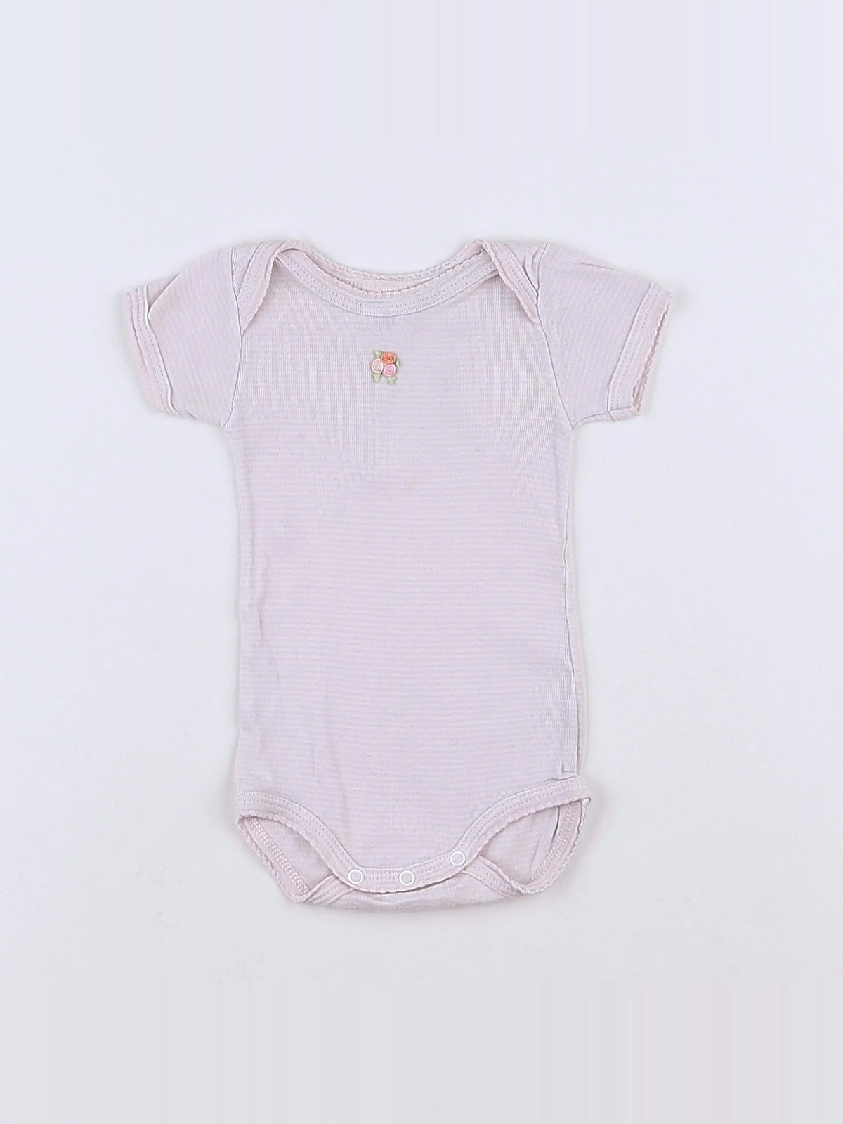 Petit Bateau - body blanc, rose - 3 mois