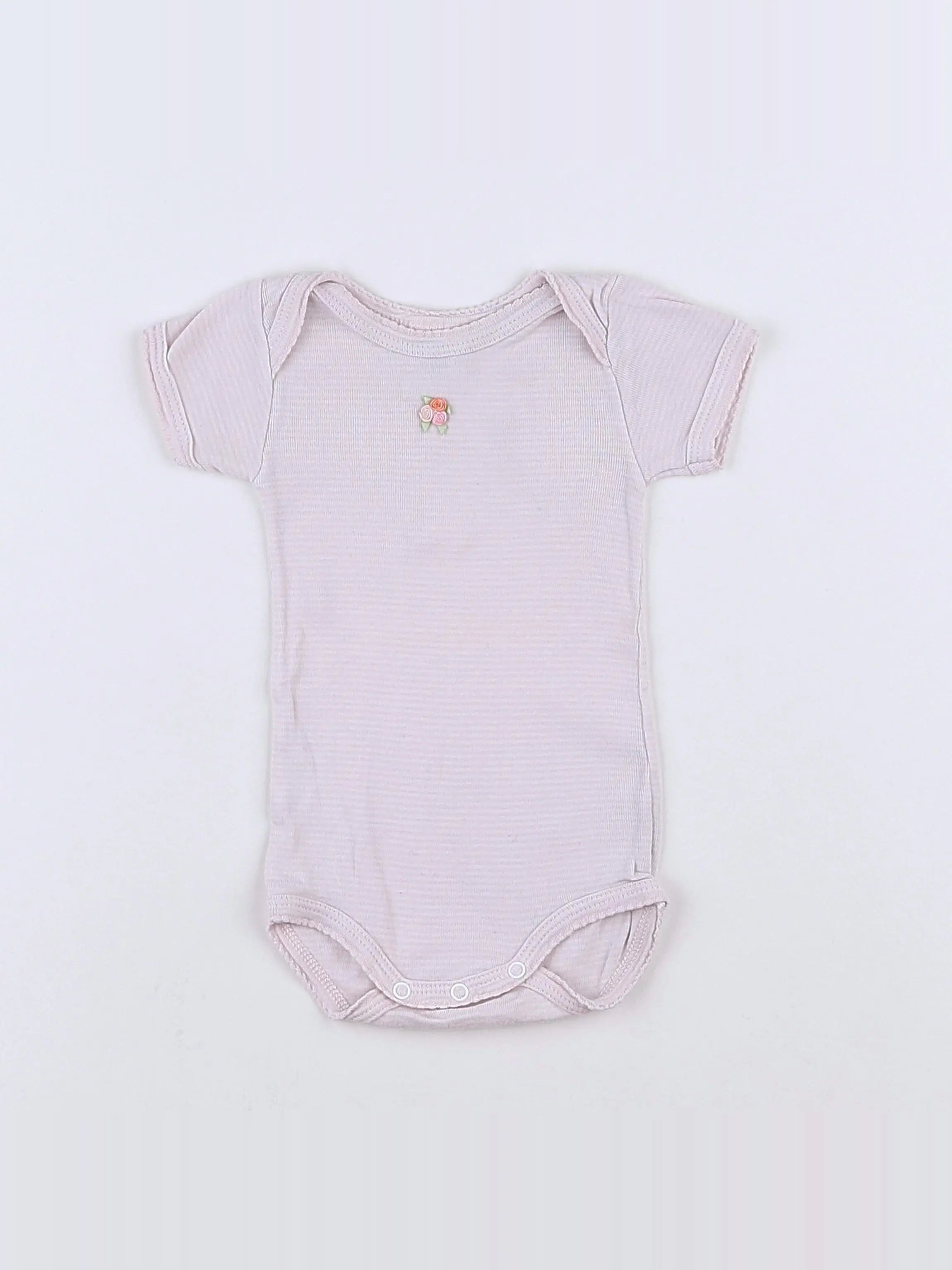 Petit Bateau - body blanc, rose - 3 mois