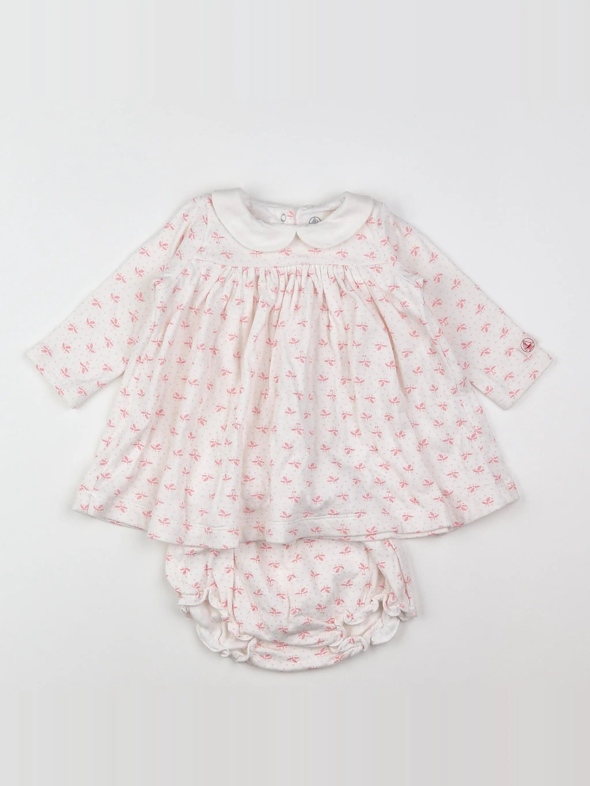 Petit Bateau - robe blanc - 12 mois