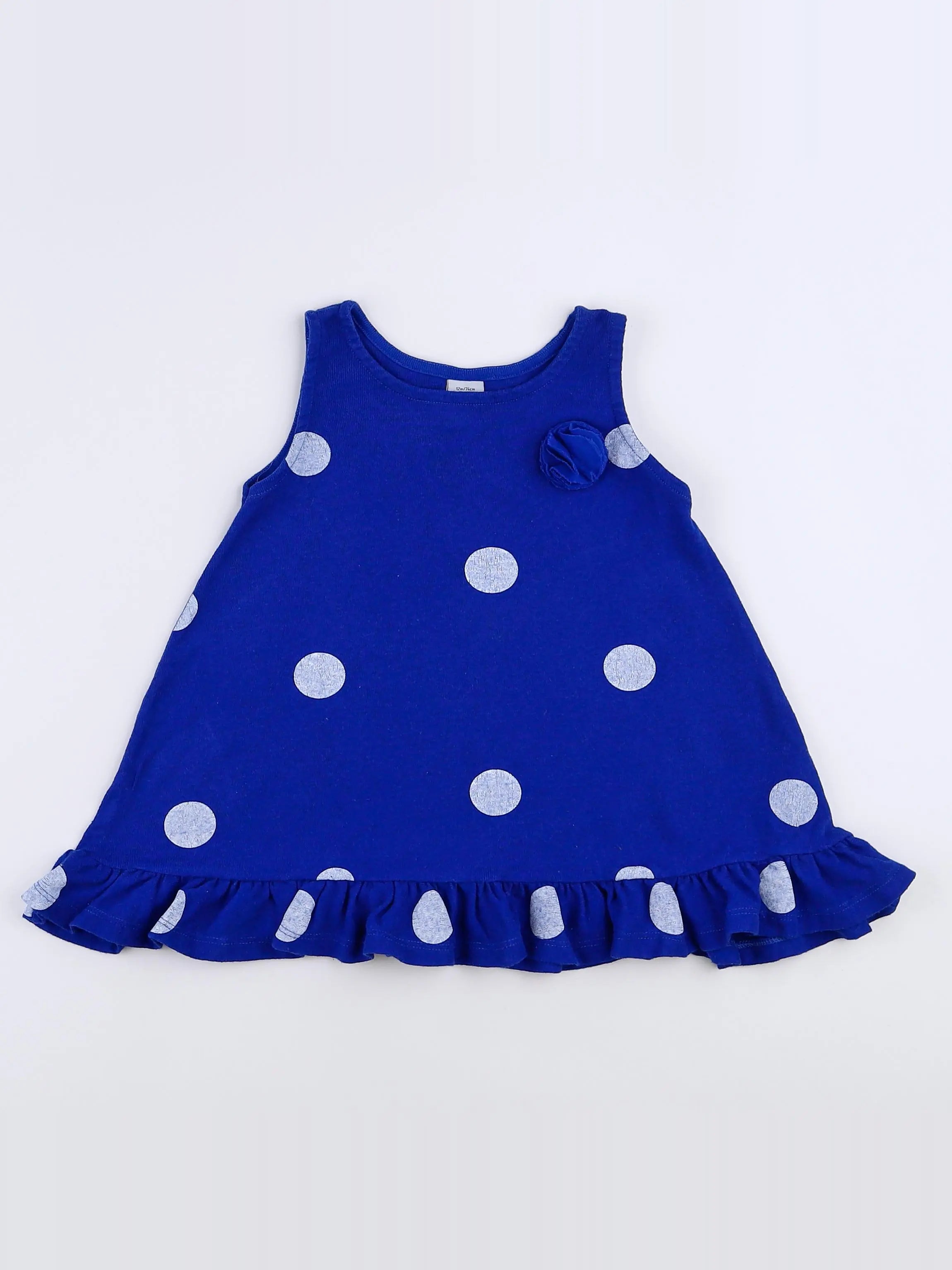 Petit Bateau - robe bleu, blanc - 12 mois