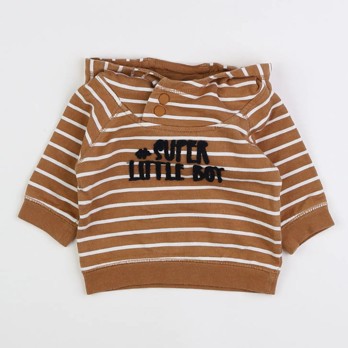 Vertbaudet - sweat marron, blanc - 3 mois