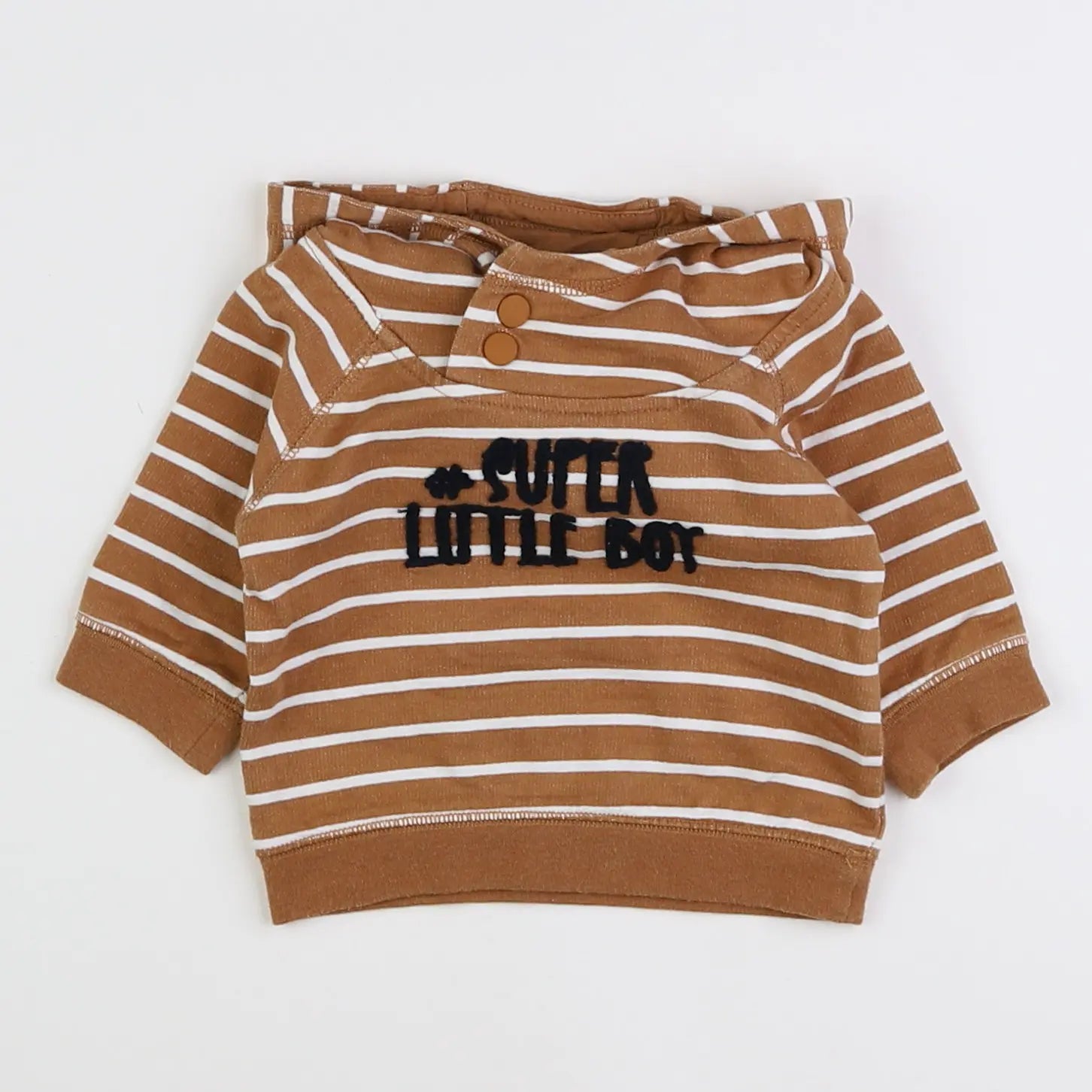 Vertbaudet - sweat marron, blanc - 3 mois