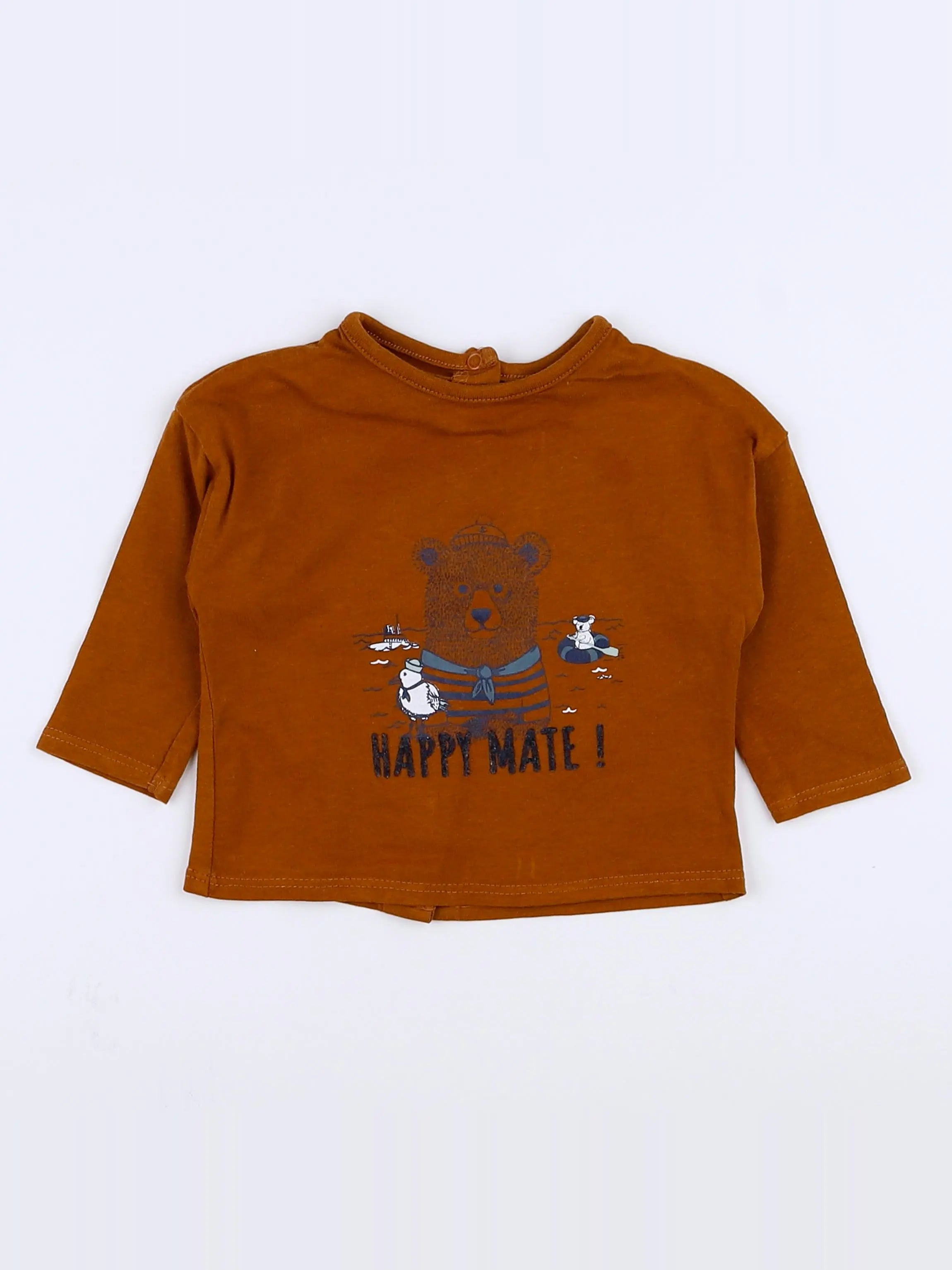 Vertbaudet - tee-shirt marron - 3 mois