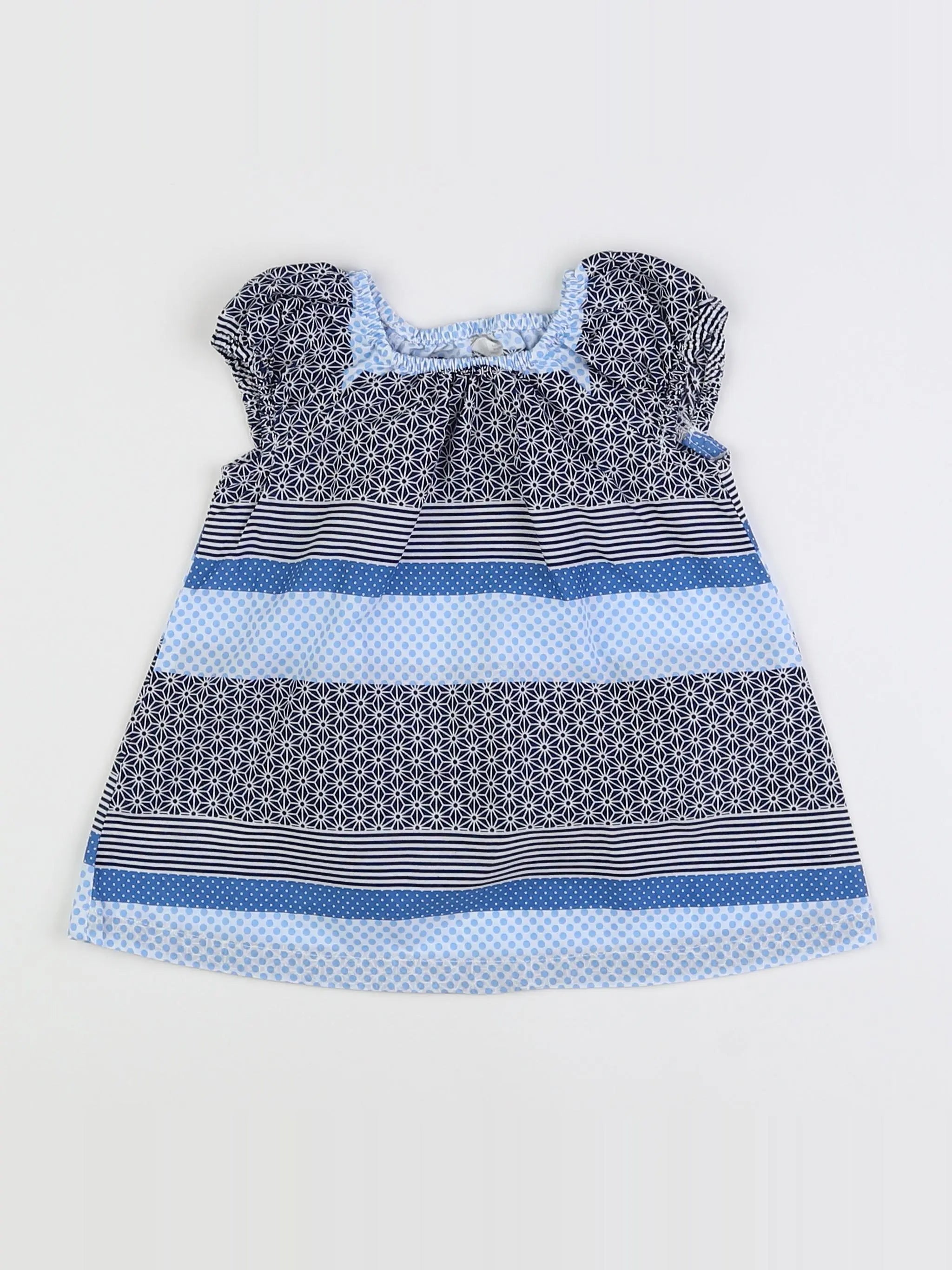 H&M - robe bleu, blanc - 1 mois