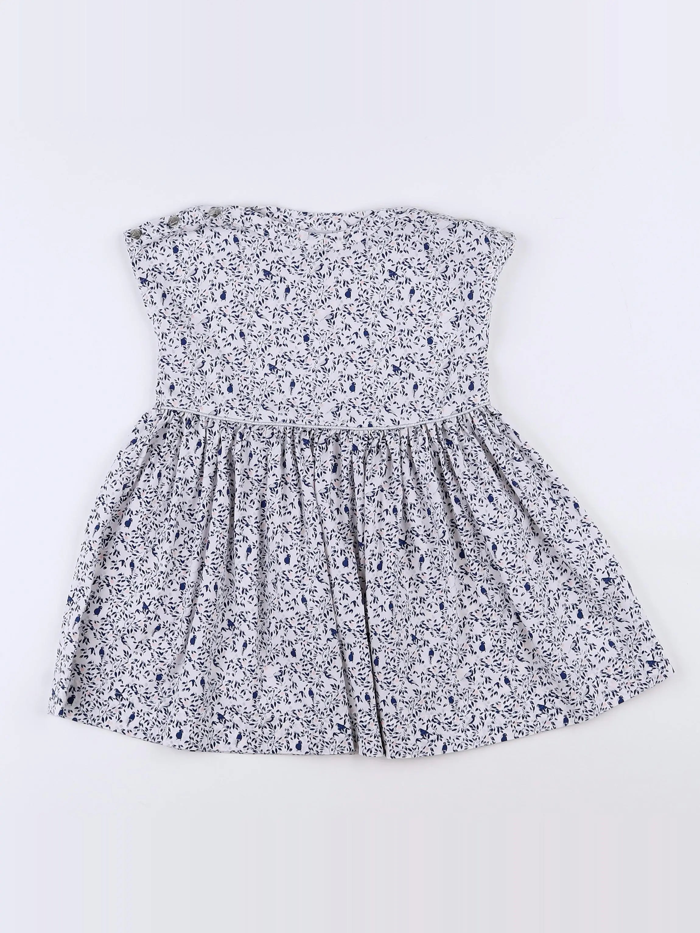 Petit Bateau - robe blanc, bleu - 18 mois