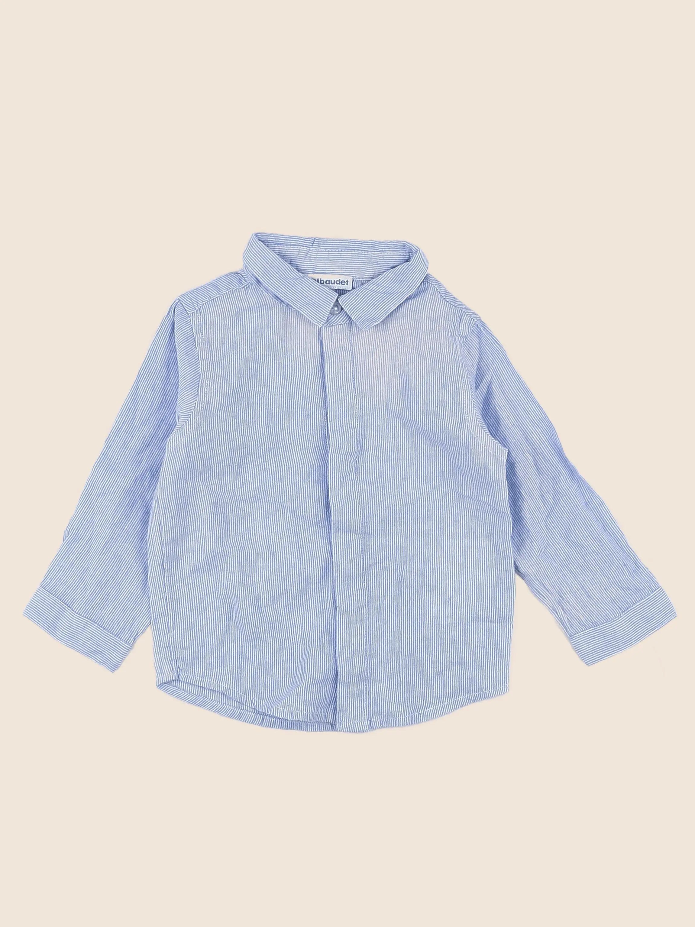 Vertbaudet - chemise bleu - 12 mois