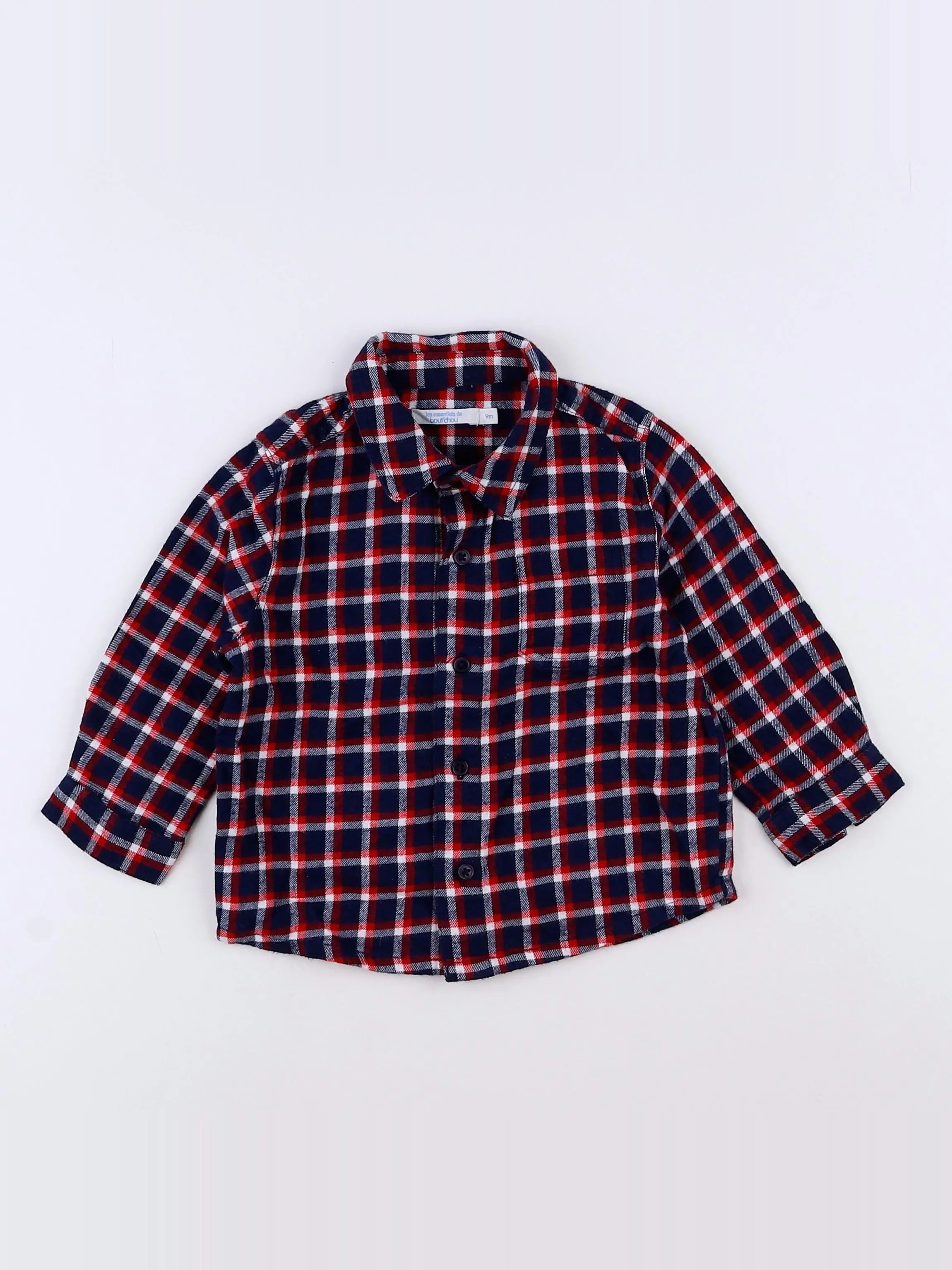 Boutchou - chemise bleu, rouge - 9 mois