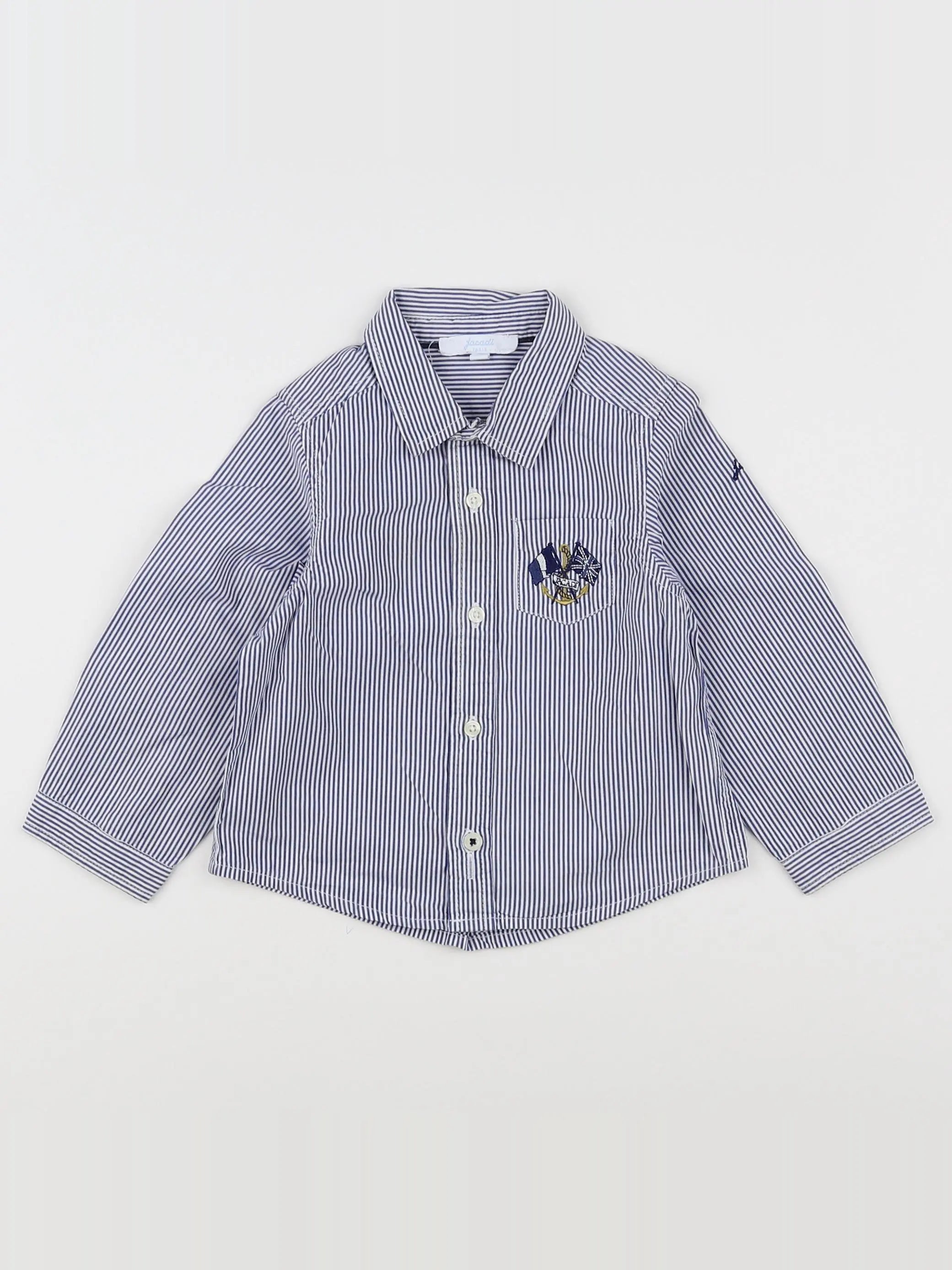 Jacadi - chemise blanc, bleu - 18 mois