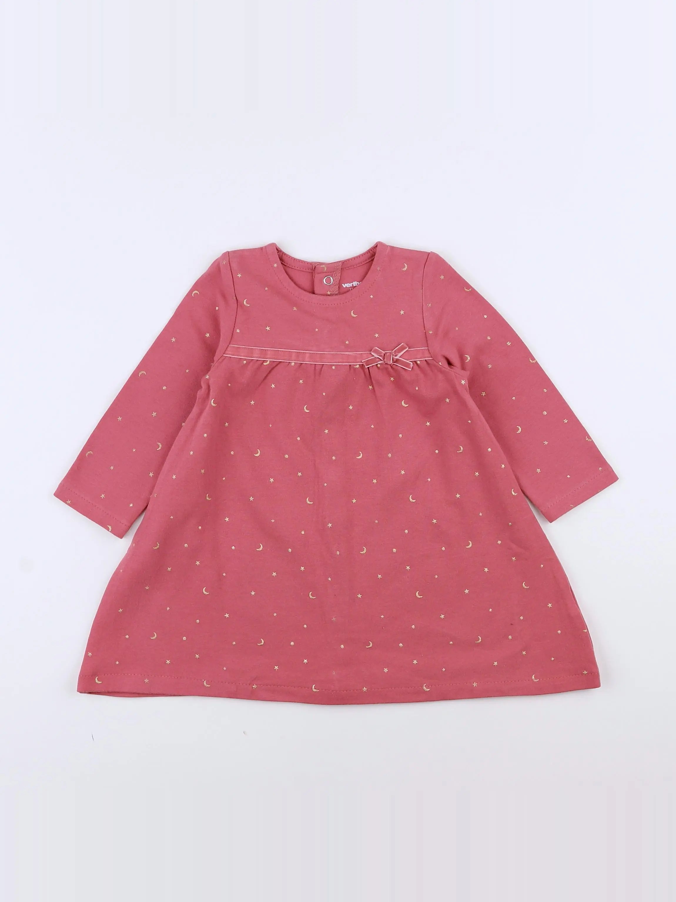 Vertbaudet - robe rose, or - 12 mois