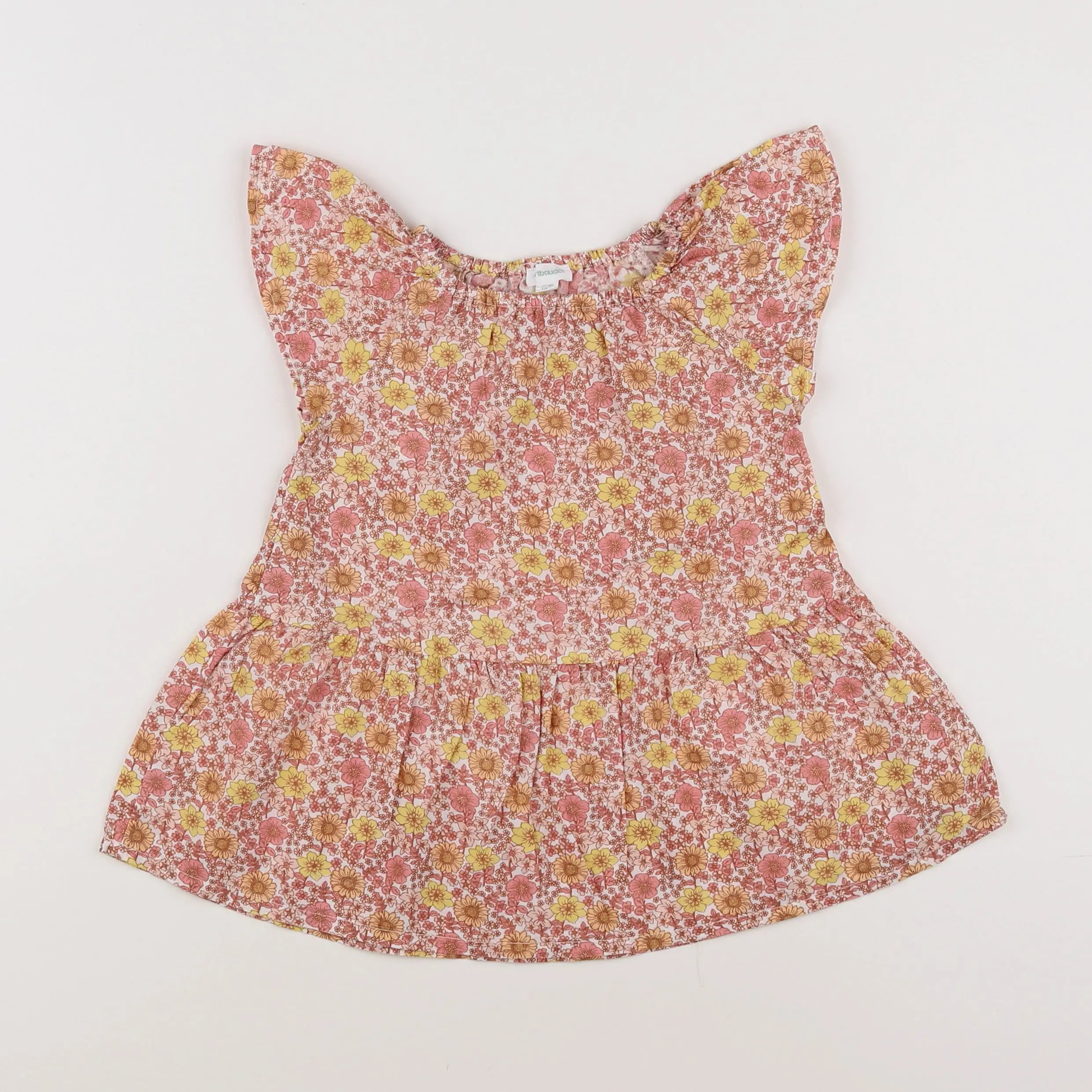 Vertbaudet - robe orange, rose - 12 mois