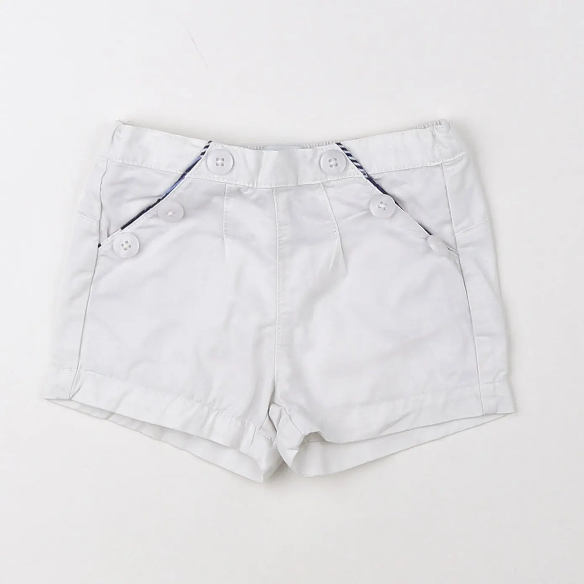 Vertbaudet - short blanc, bleu - 9 mois