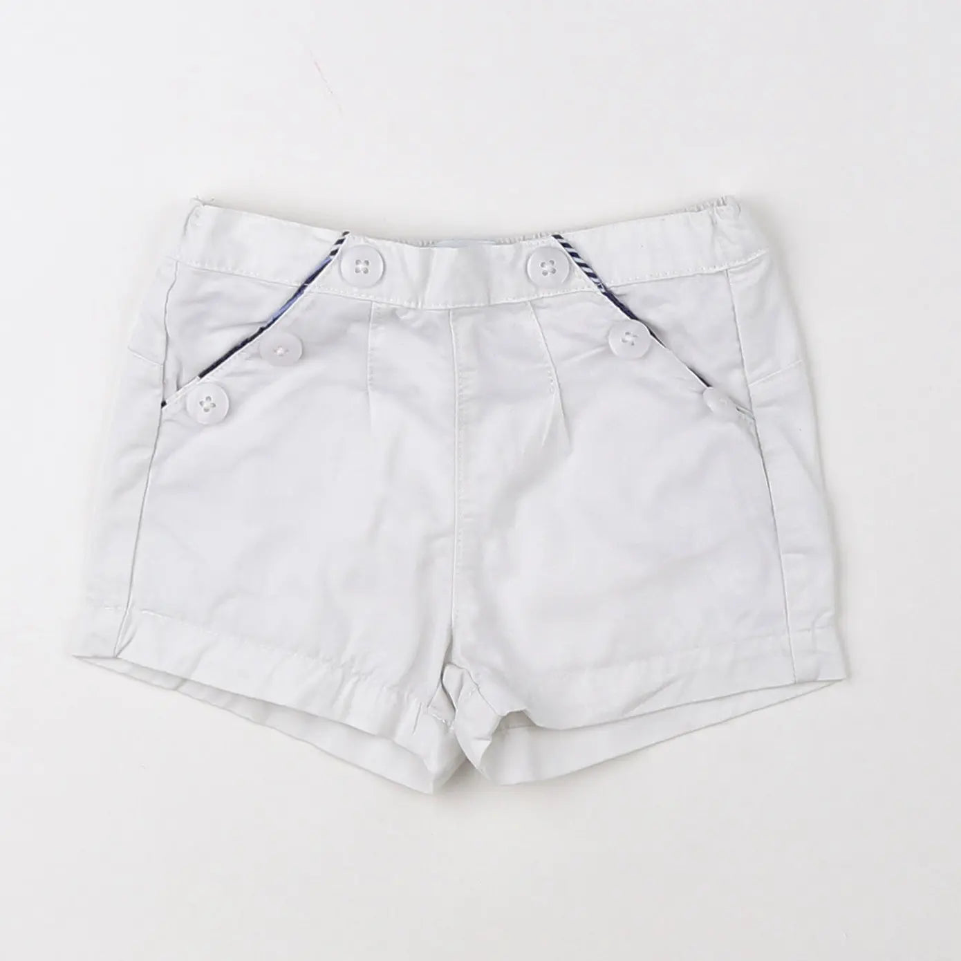 Vertbaudet - short blanc, bleu - 9 mois