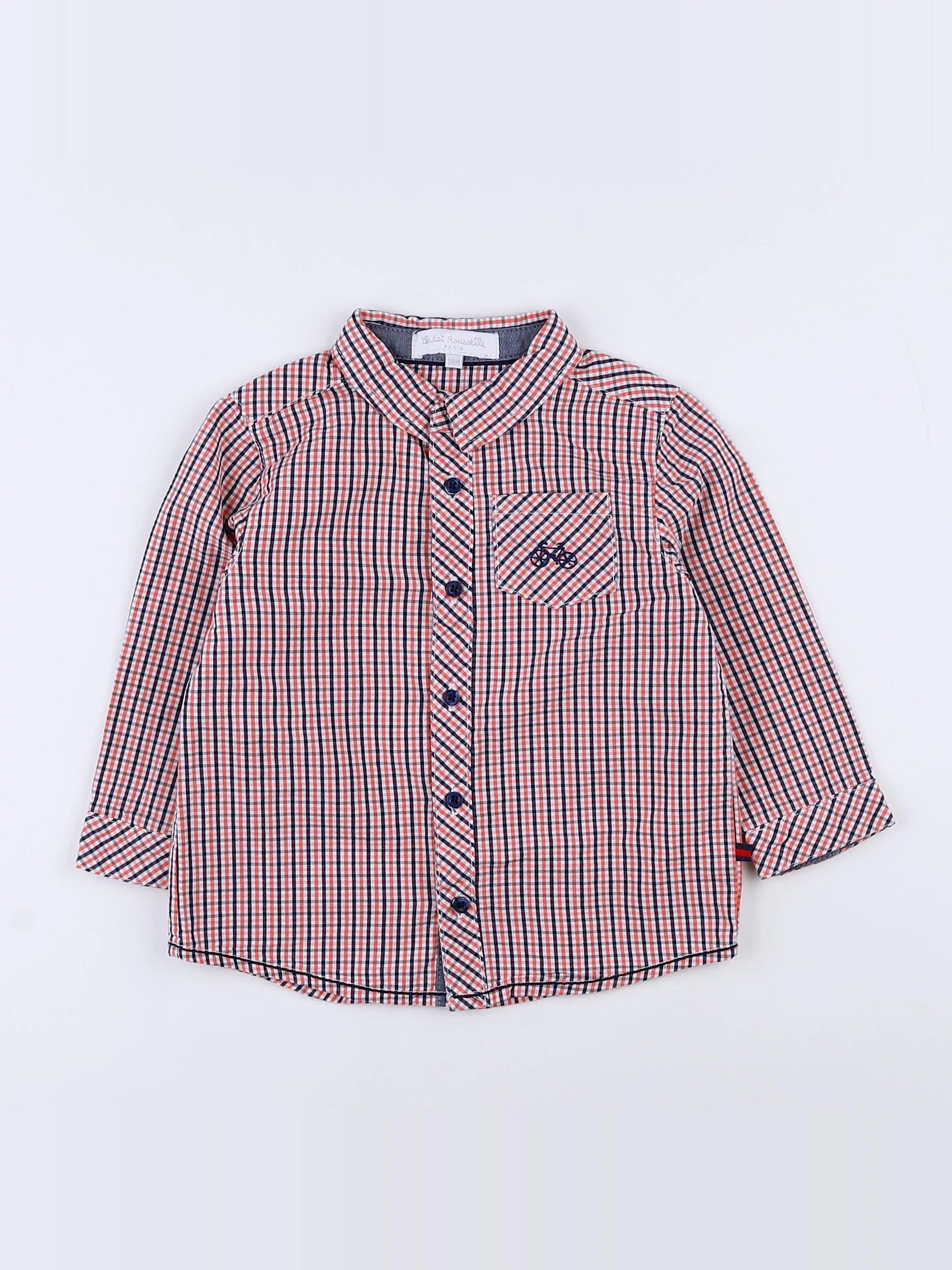Cadet Rousselle - chemise orange, bleu - 18 mois