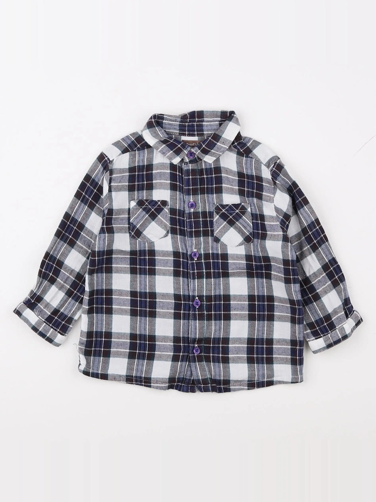 Boutchou - chemise blanc, violet - 9 mois