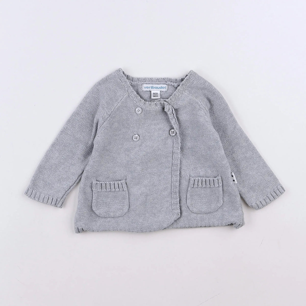 Vertbaudet - gilet gris - 3 mois