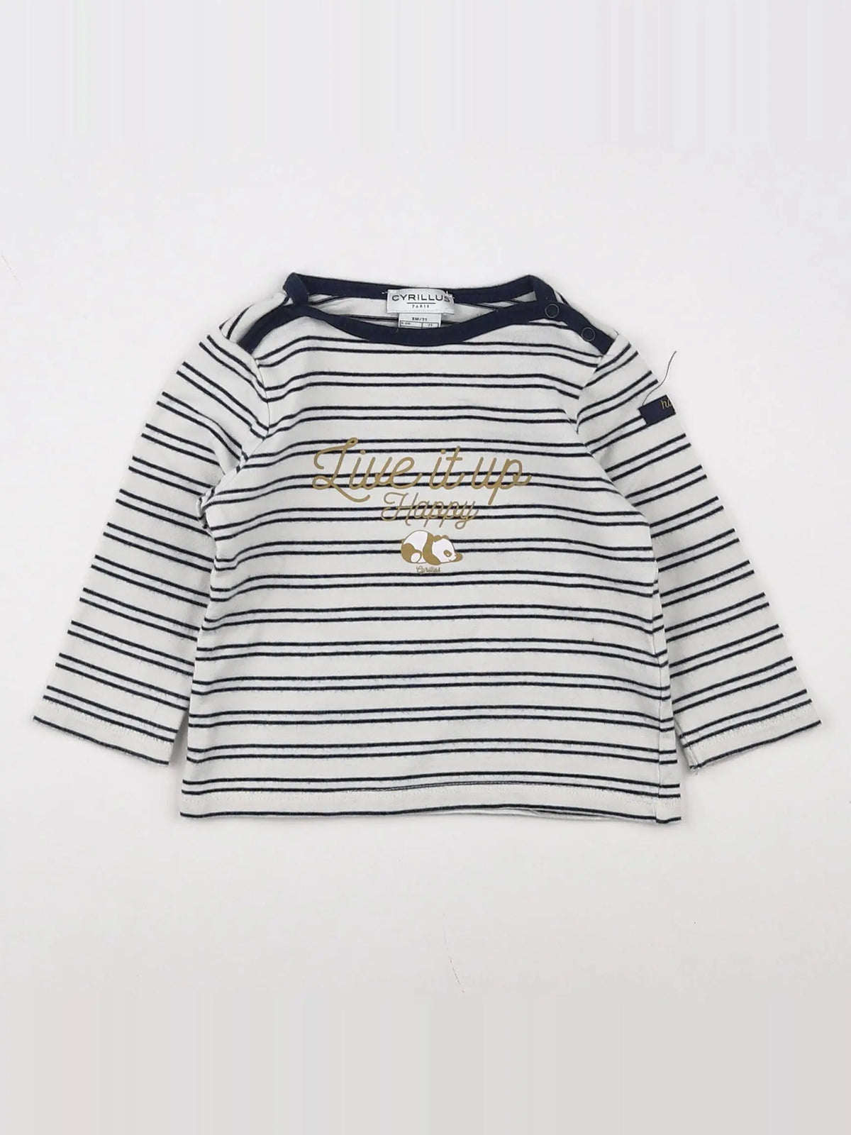 Cyrillus - tee-shirt blanc, gris - 9 mois