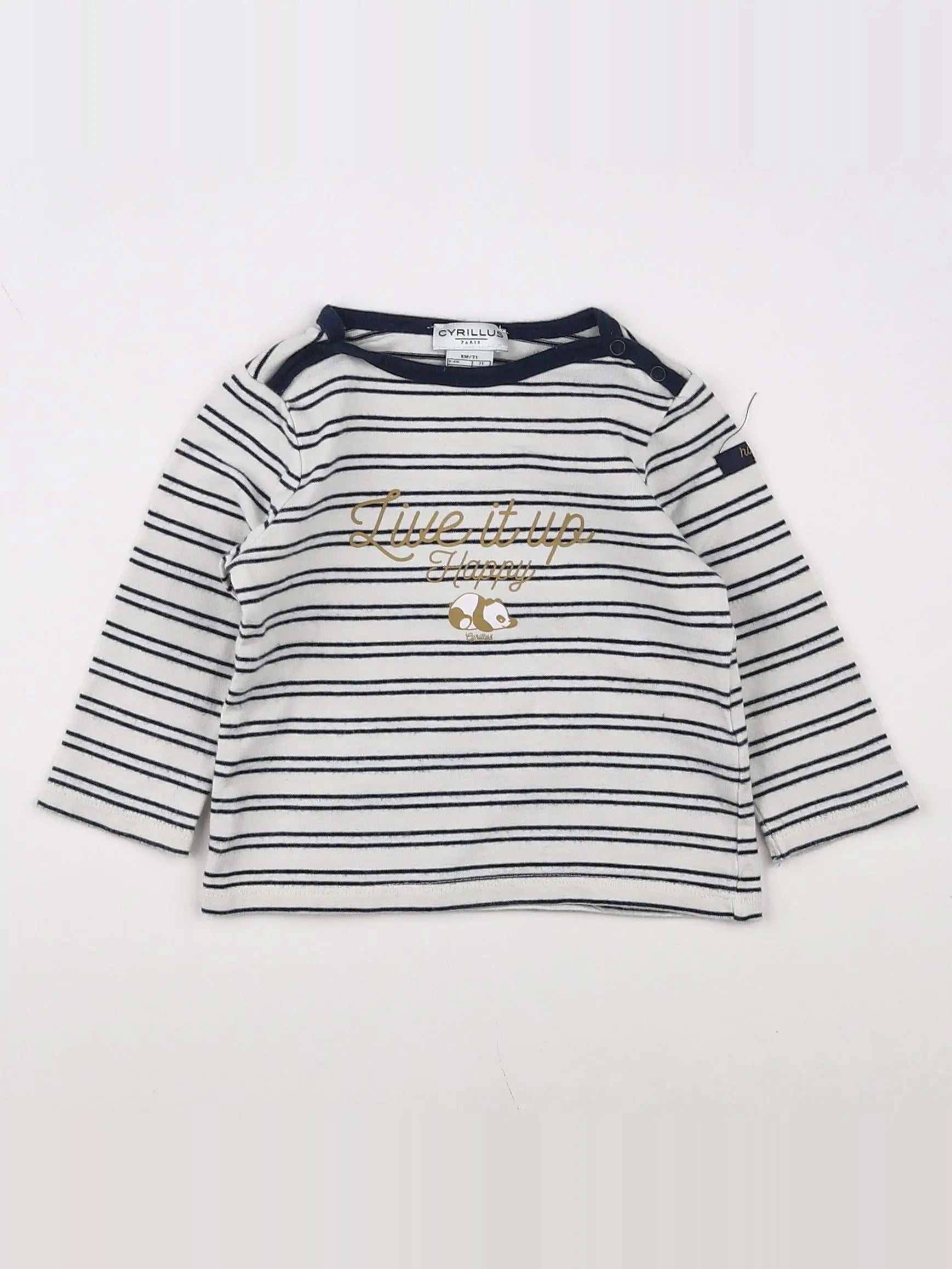 Cyrillus - tee-shirt blanc, gris - 9 mois