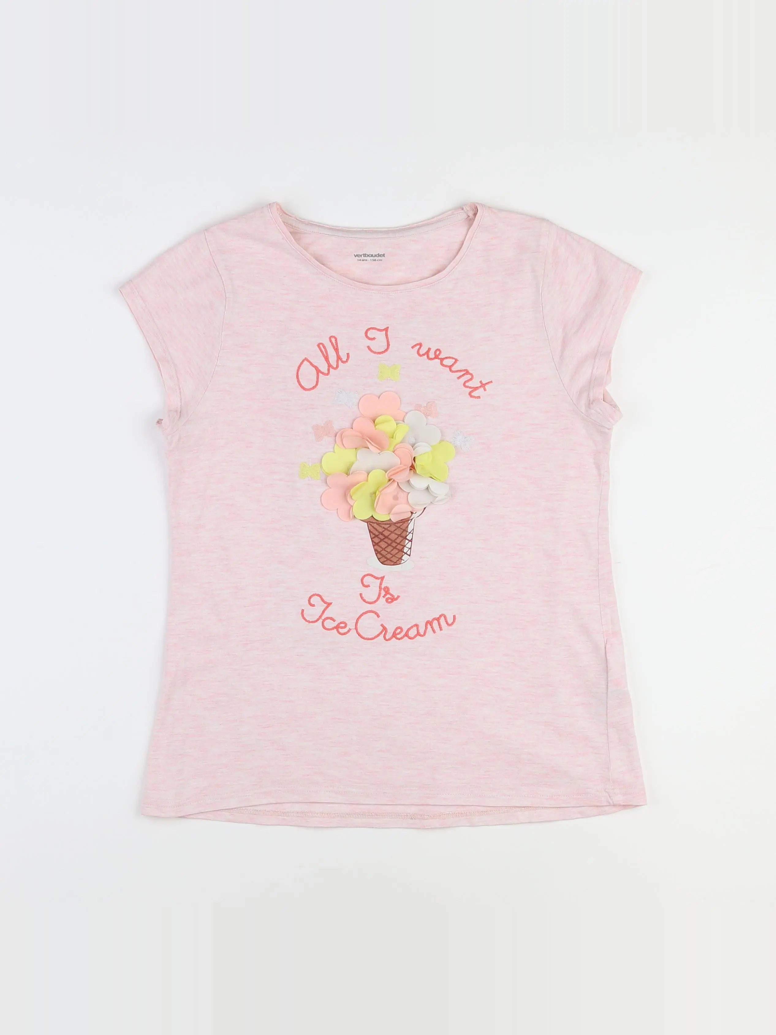 Vertbaudet - tee-shirt rose - 14 ans