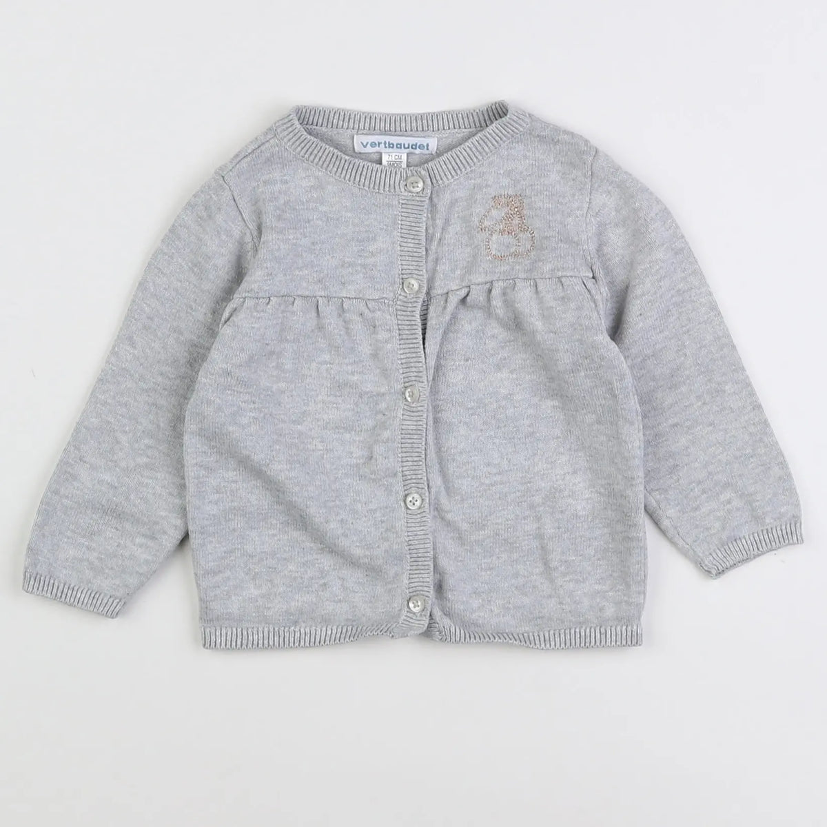 Vertbaudet - gilet gris - 9 mois