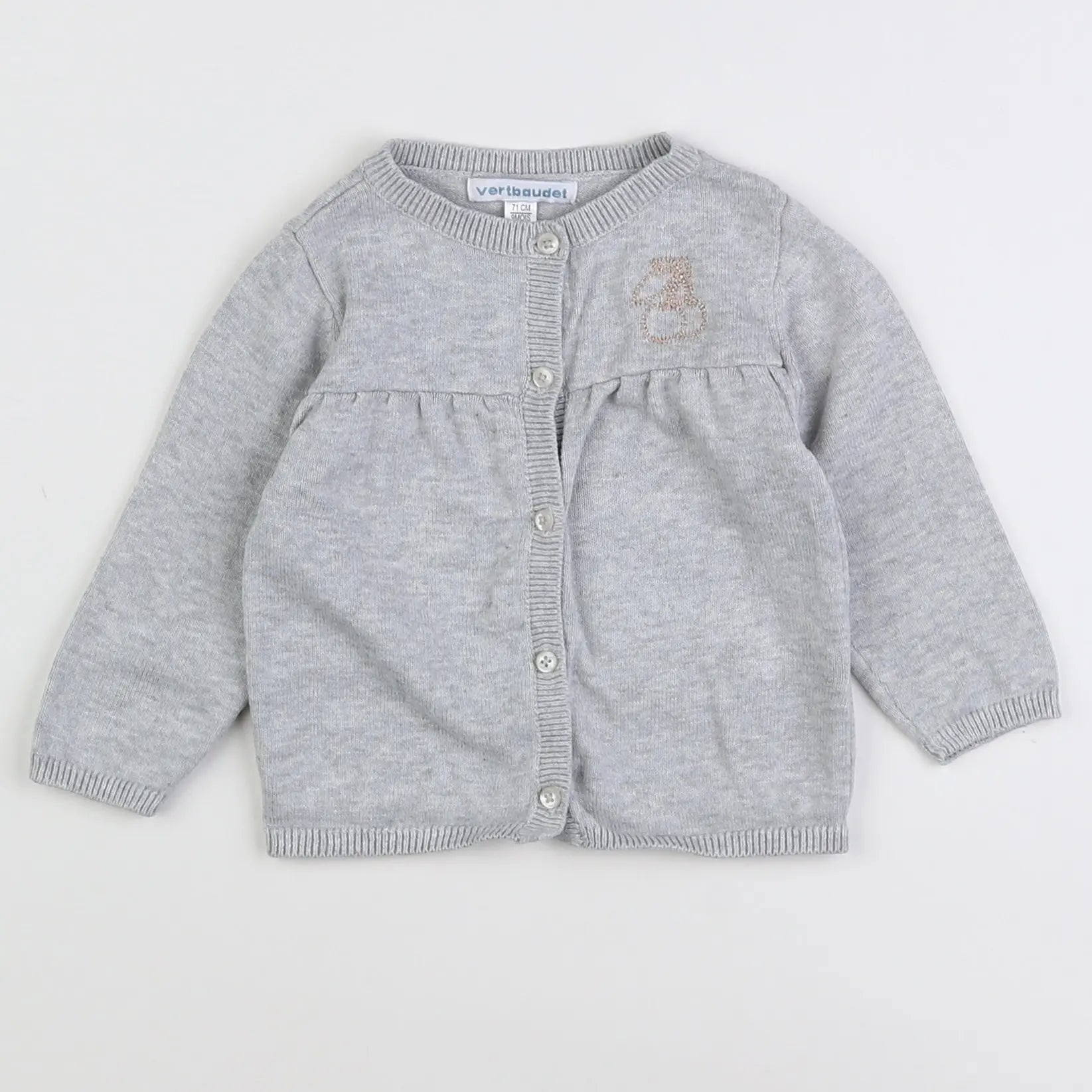Vertbaudet - gilet gris - 9 mois