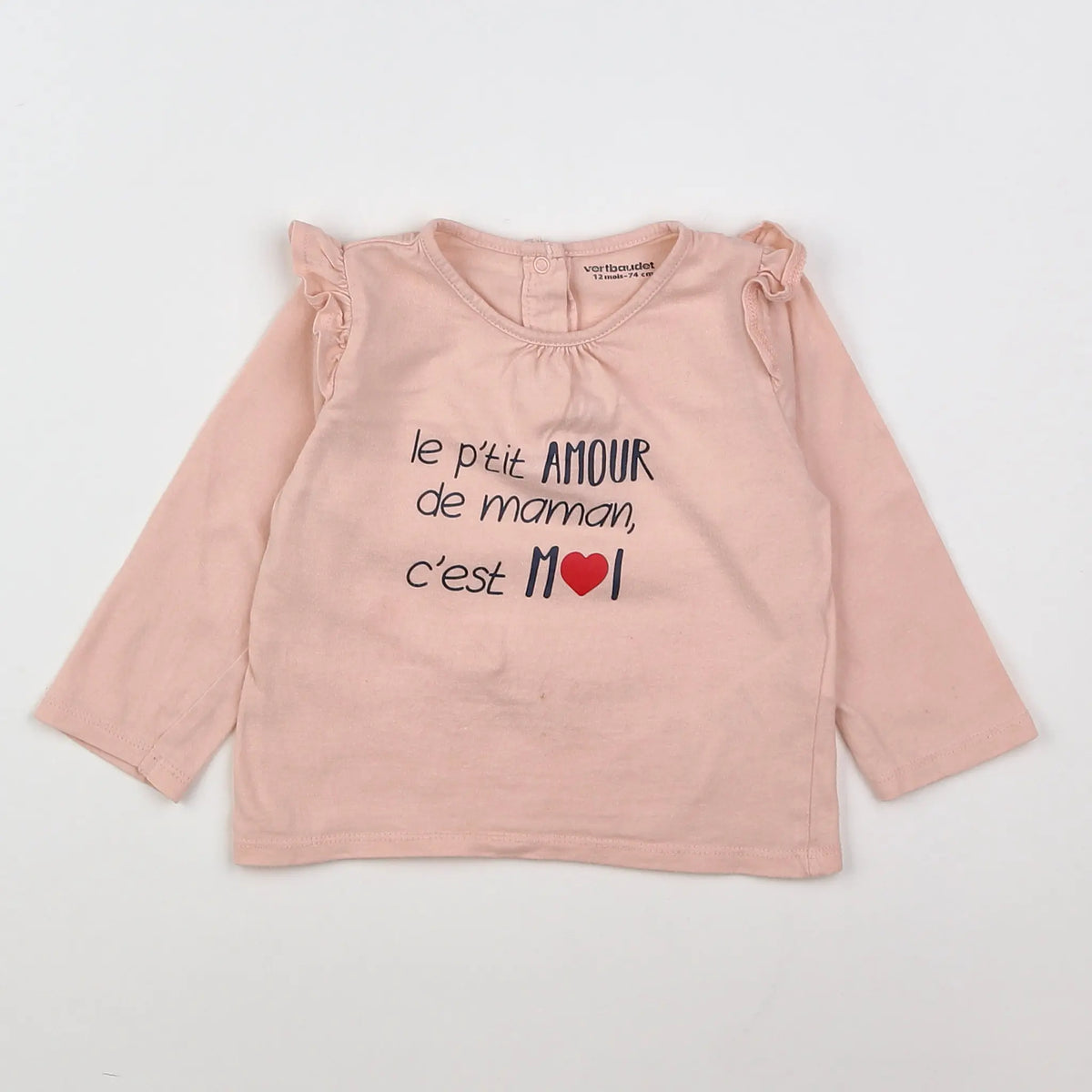 Vertbaudet - tee-shirt rose - 12 mois