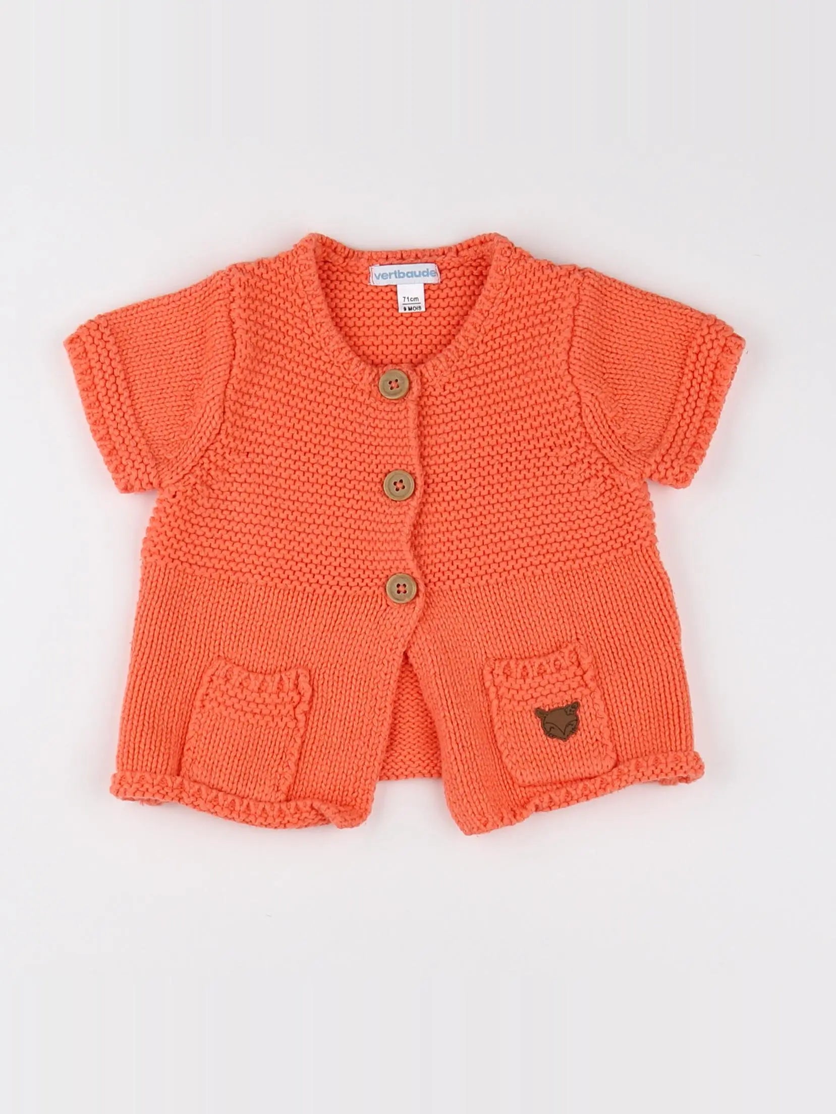 Vertbaudet - gilet orange - 9 mois