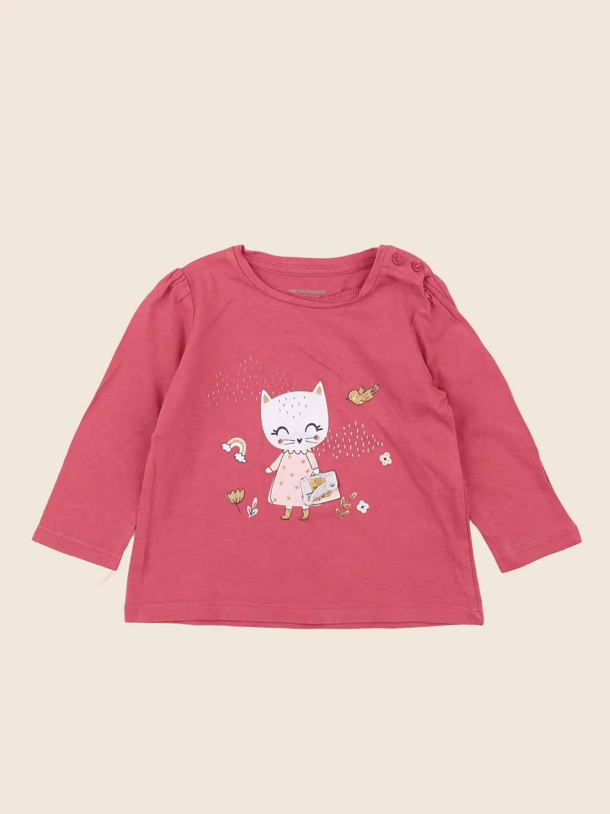 Vertbaudet - tee-shirt rose - 12 mois