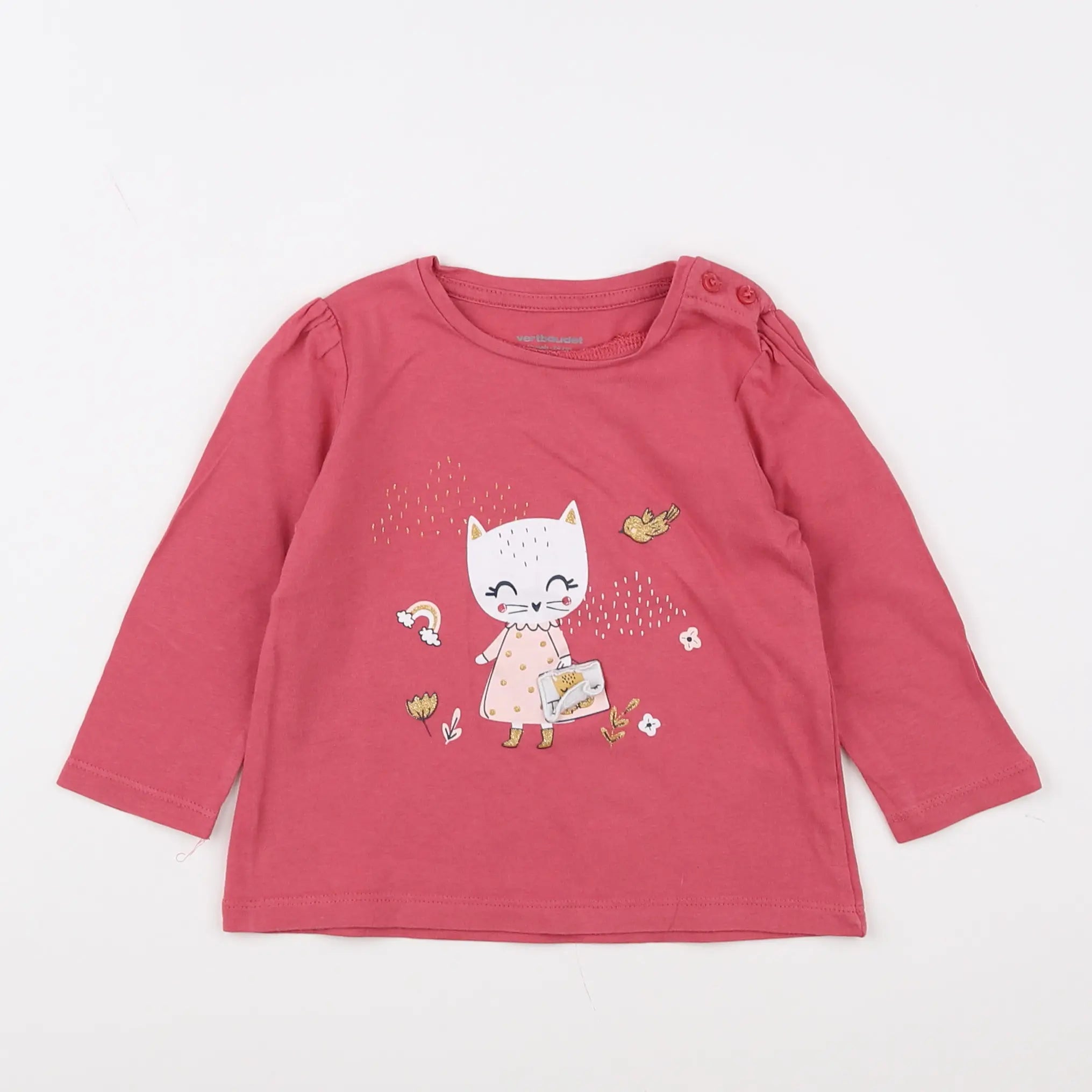 Vertbaudet - tee-shirt rose - 12 mois