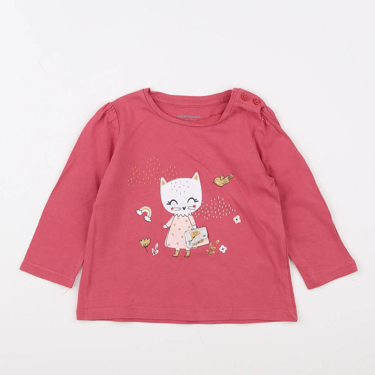Vertbaudet - tee-shirt rose - 12 mois