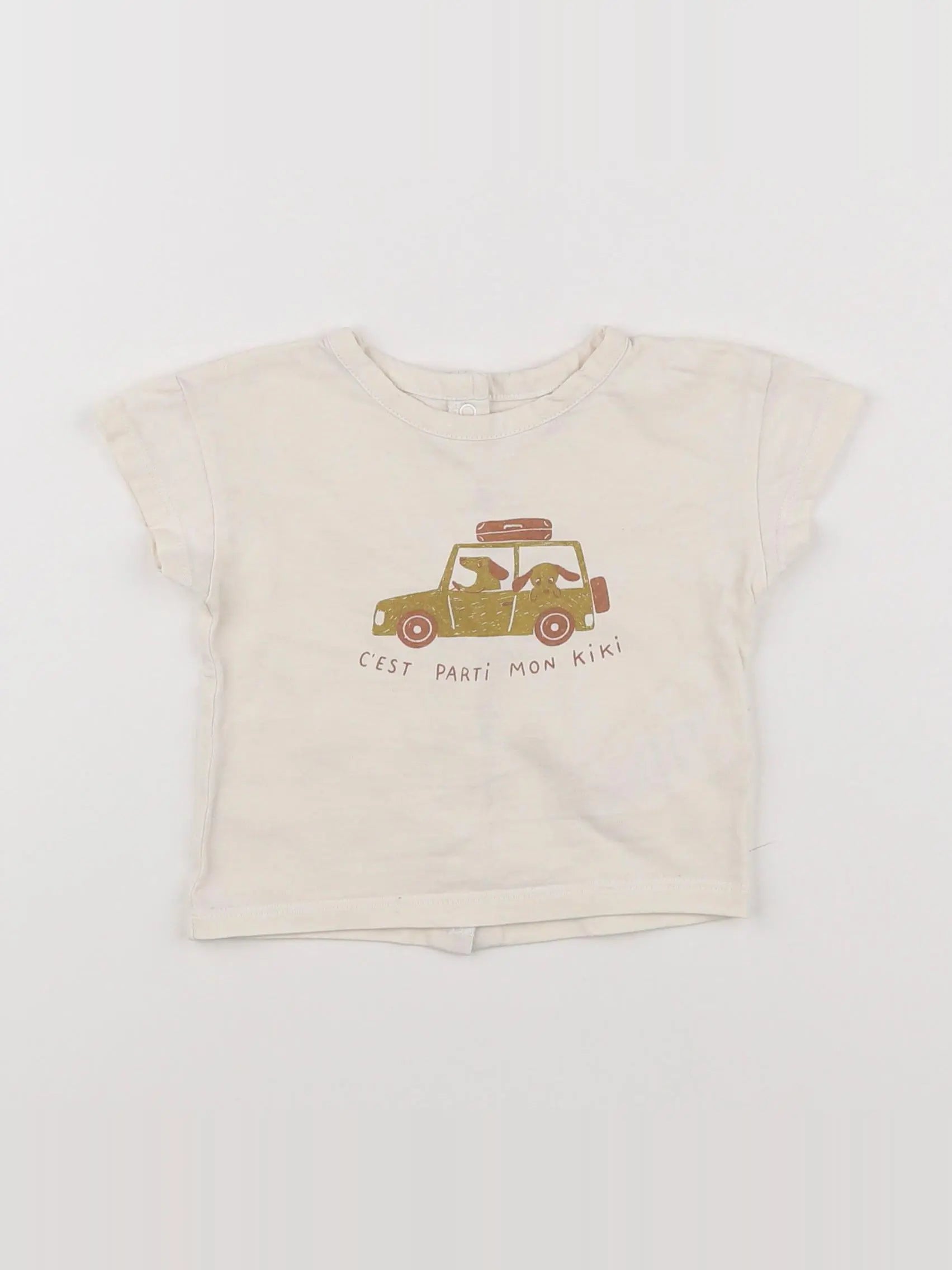 Vertbaudet - tee-shirt beige - 6 mois