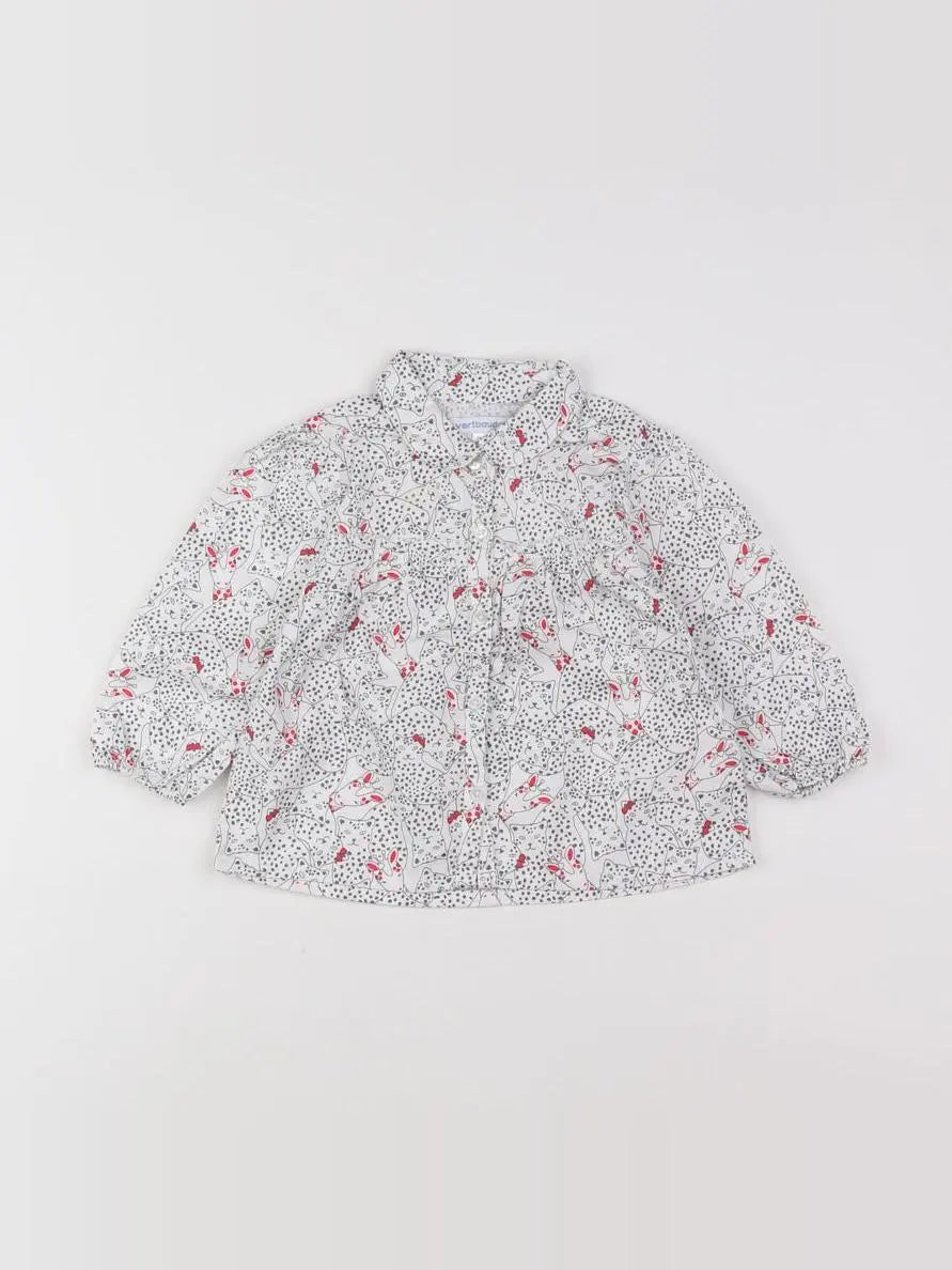 Vertbaudet - blouse blanc, gris - 12 mois