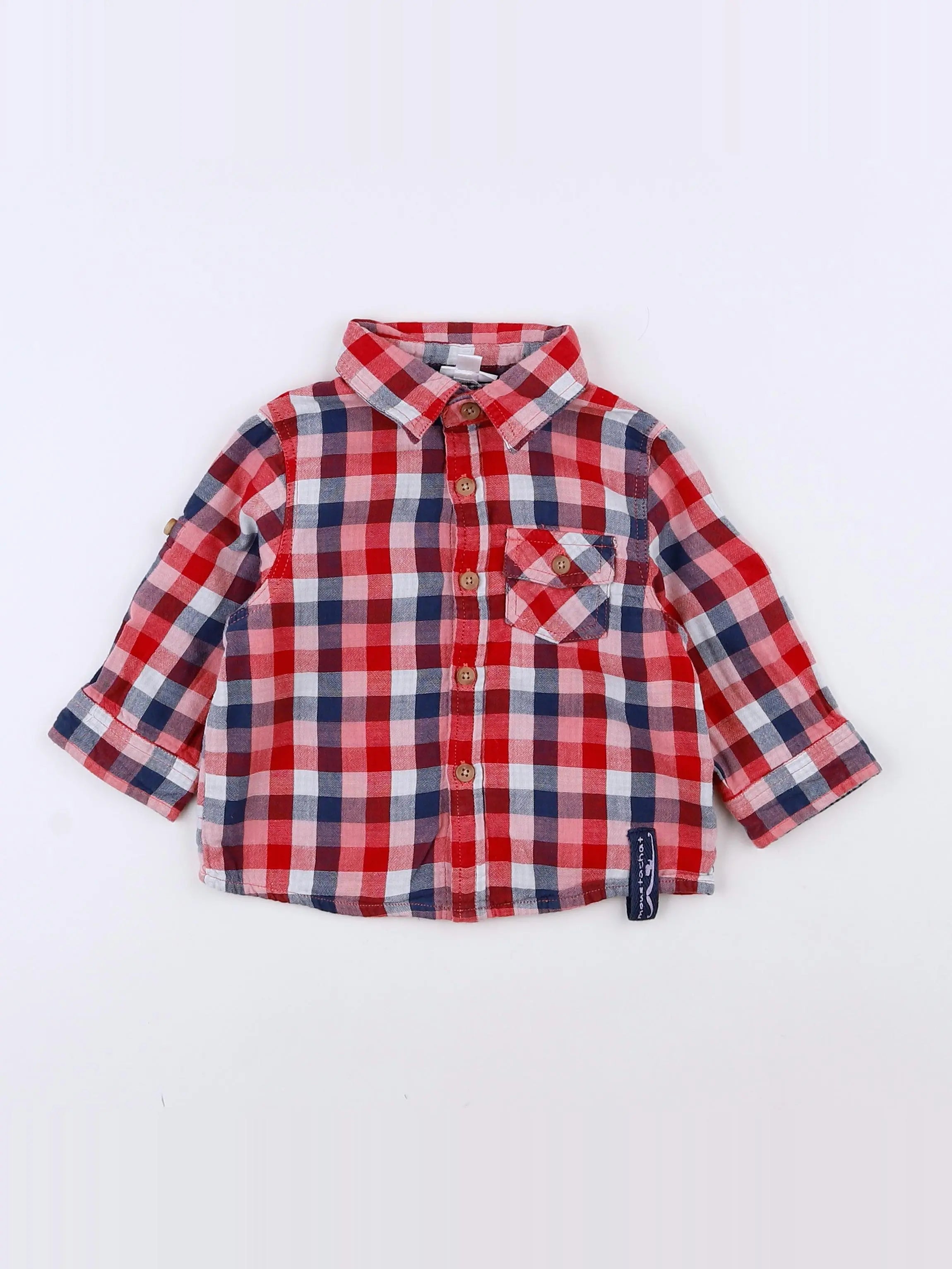 Vertbaudet - chemise rouge - 9 mois