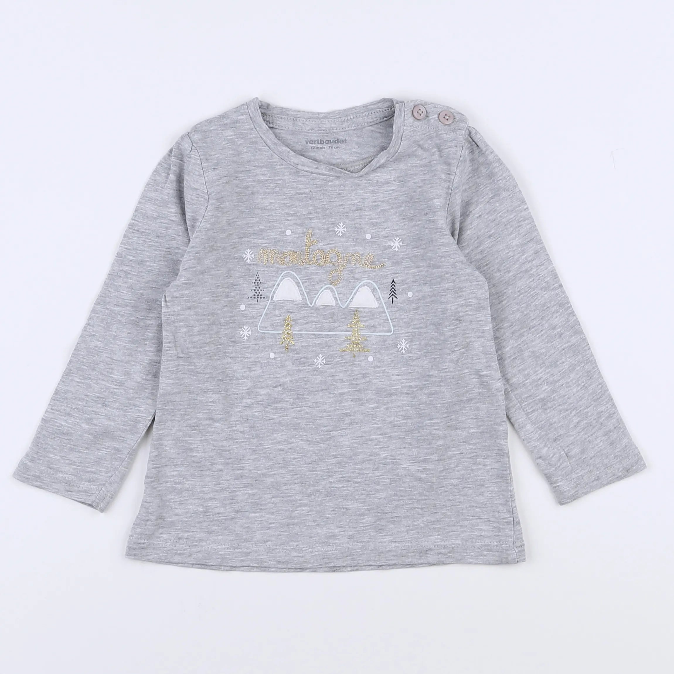 Vertbaudet - tee-shirt gris - 12 mois