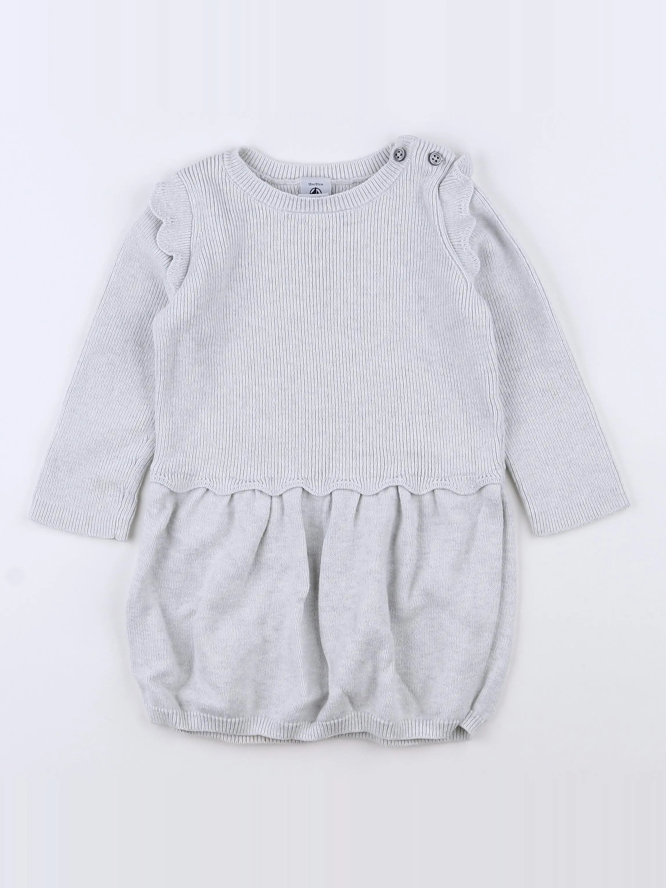 Petit Bateau - robe gris - 18 mois
