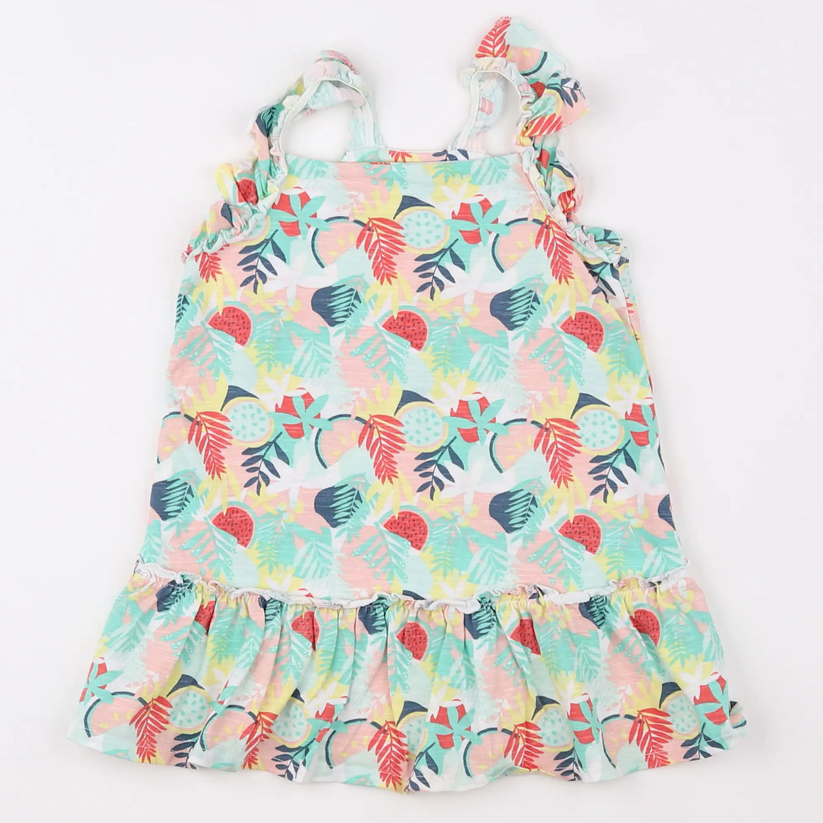 Vertbaudet - robe blanc, vert - 2 ans