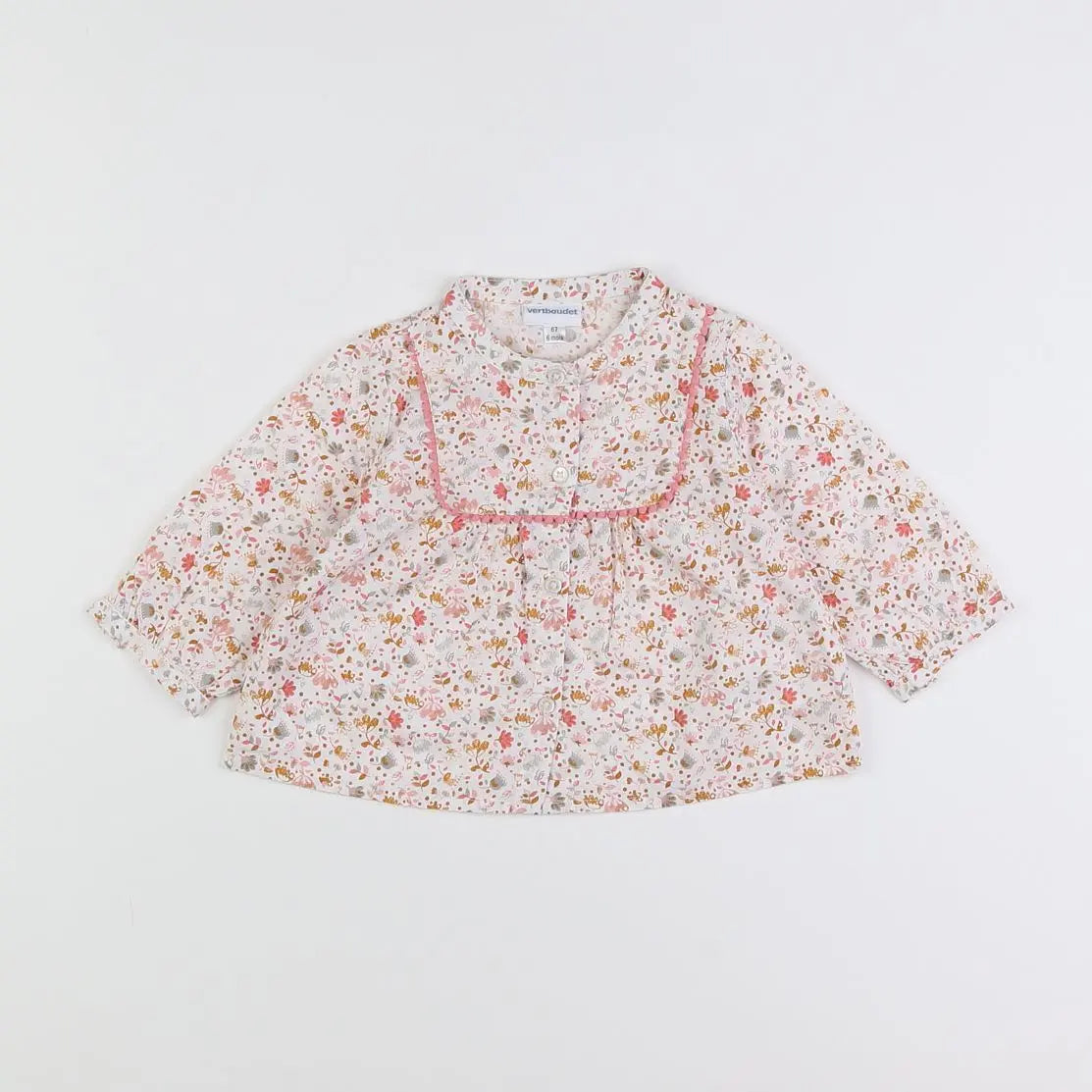 Vertbaudet - blouse rose, gris - 6 mois