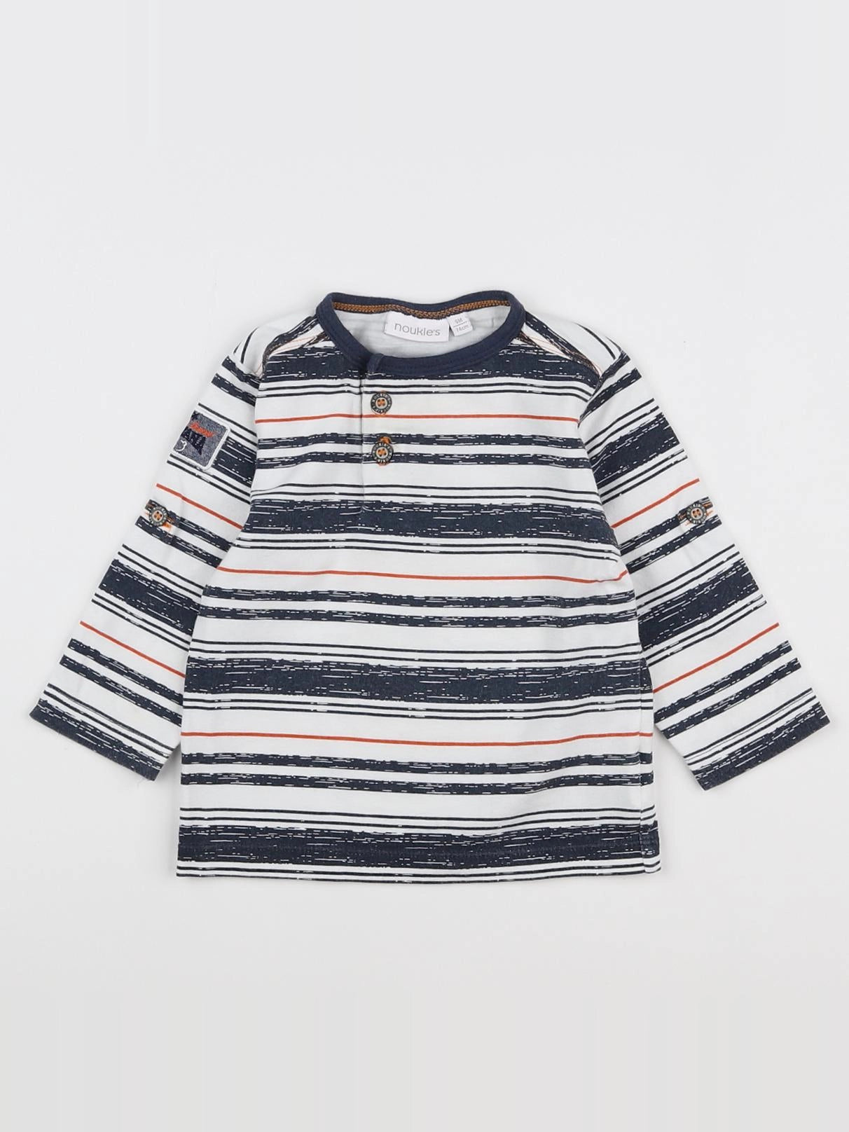 Noukie's - tee-shirt blanc, bleu - 9 mois