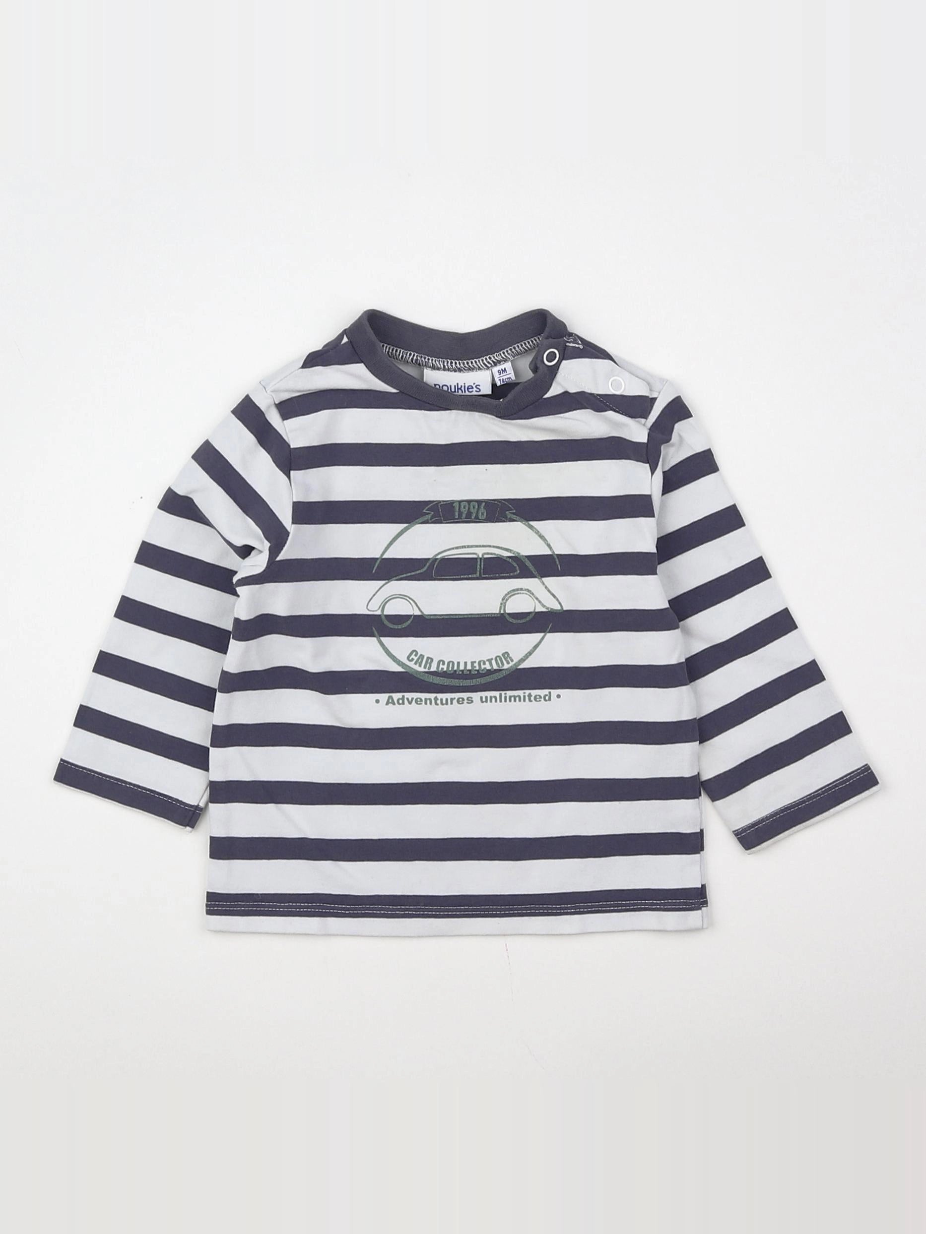 Noukie's - tee-shirt blanc, bleu - 9 mois