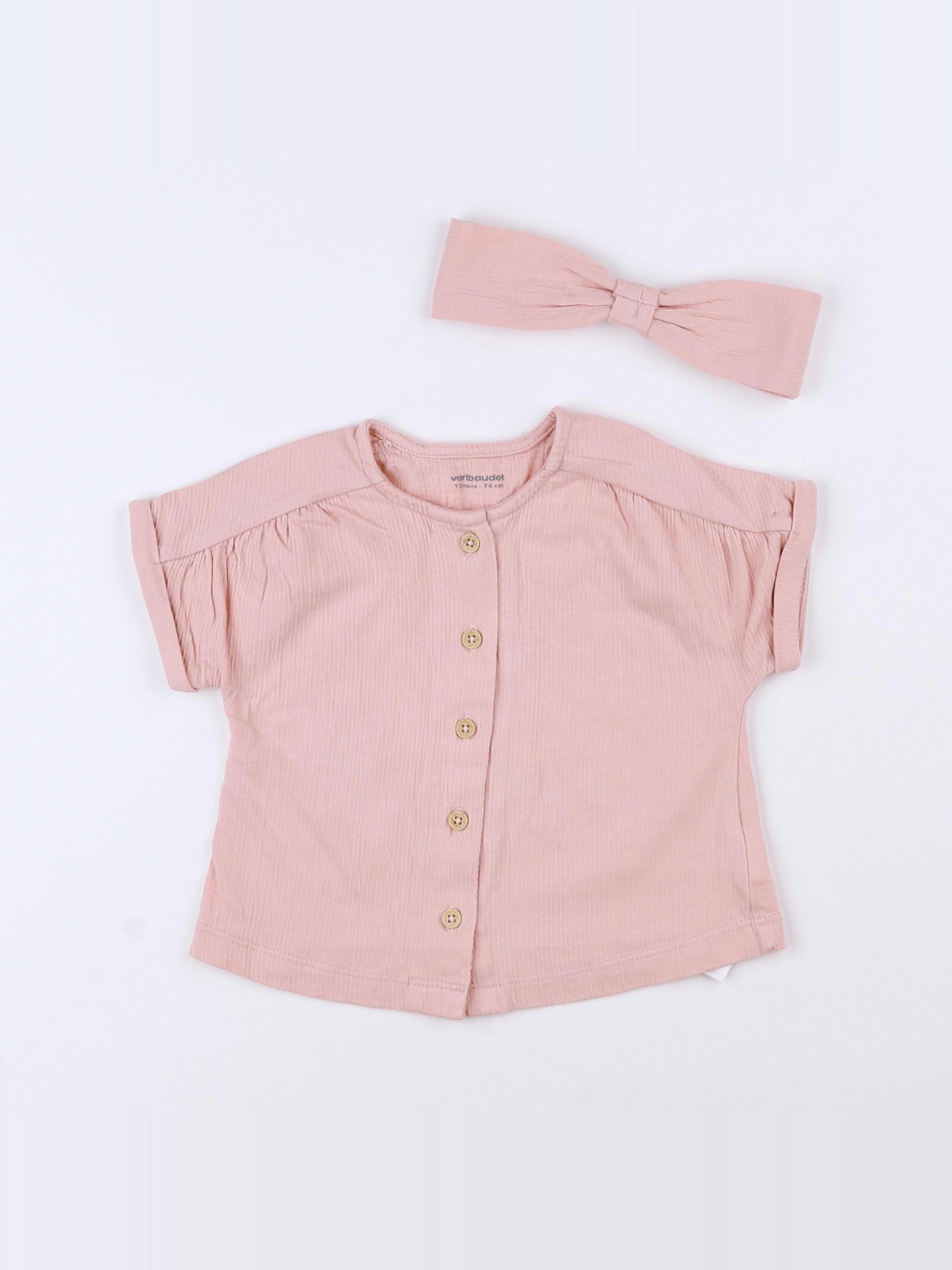 Vertbaudet - ensemble rose - 12 mois