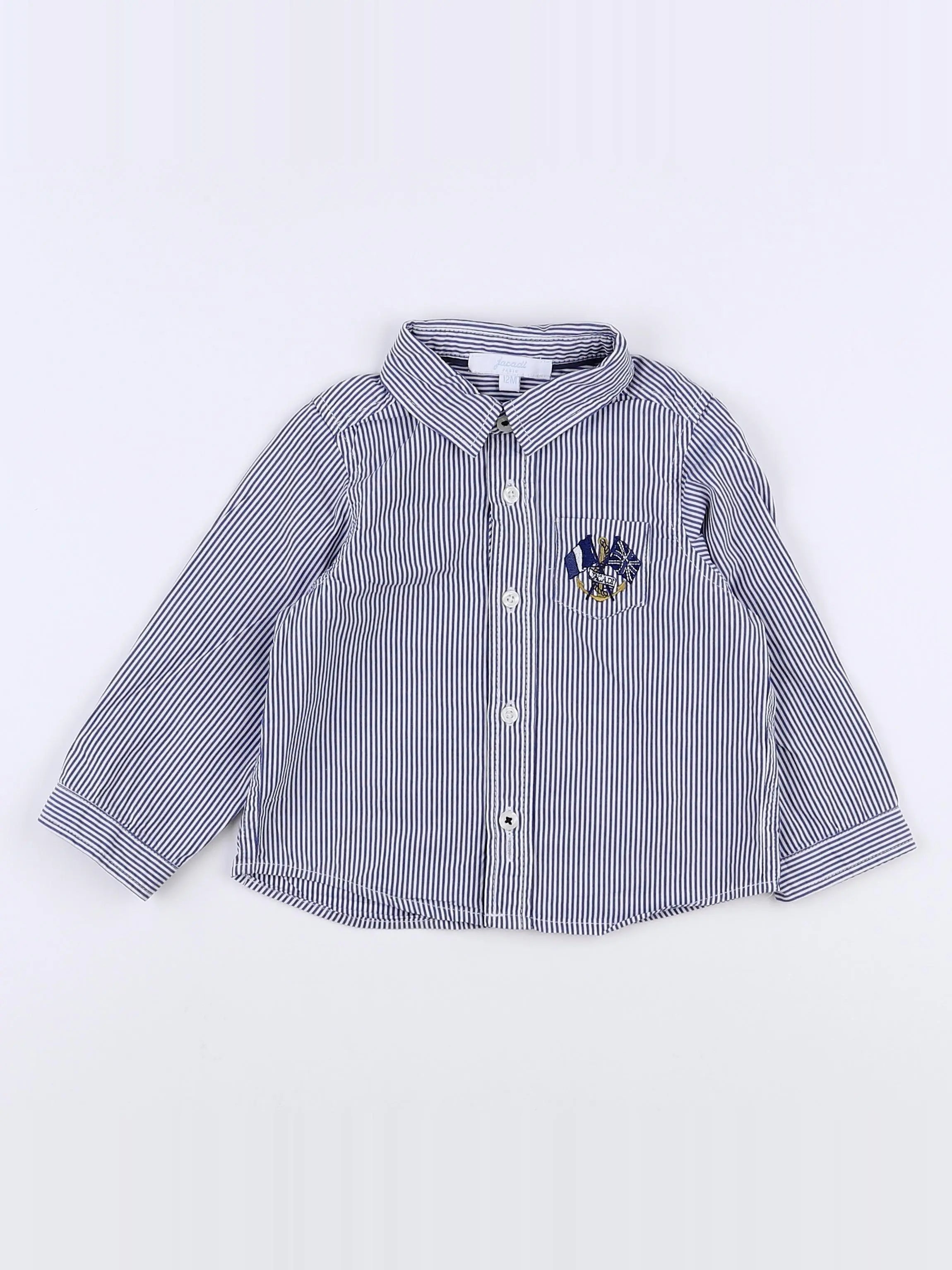 Jacadi - chemise blanc, bleu - 12 mois