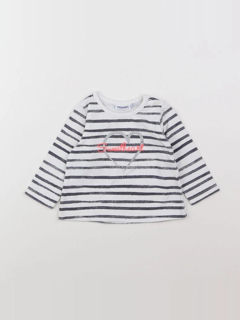 Noukie's - tee-shirt blanc, gris - 6 mois