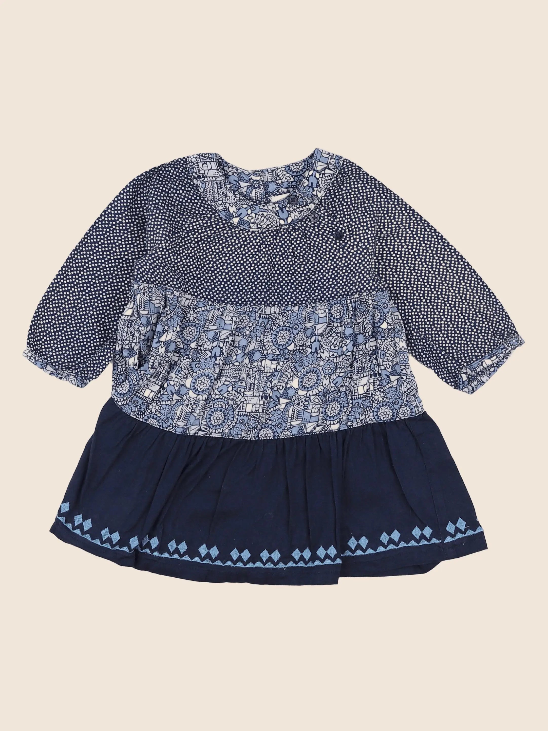 Vertbaudet - robe bleu - 12 mois