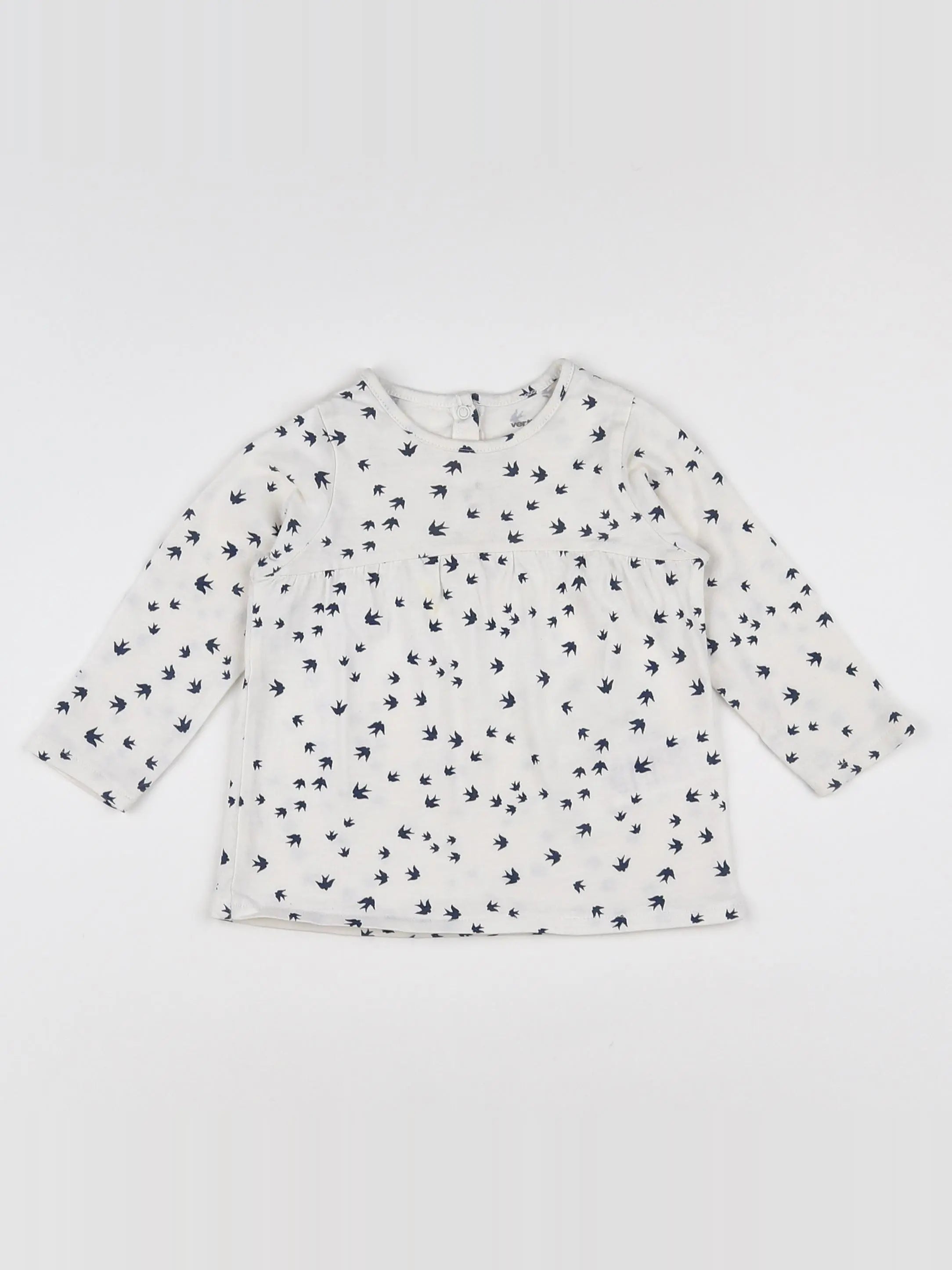 Vertbaudet - tee-shirt blanc, noir - 12 mois