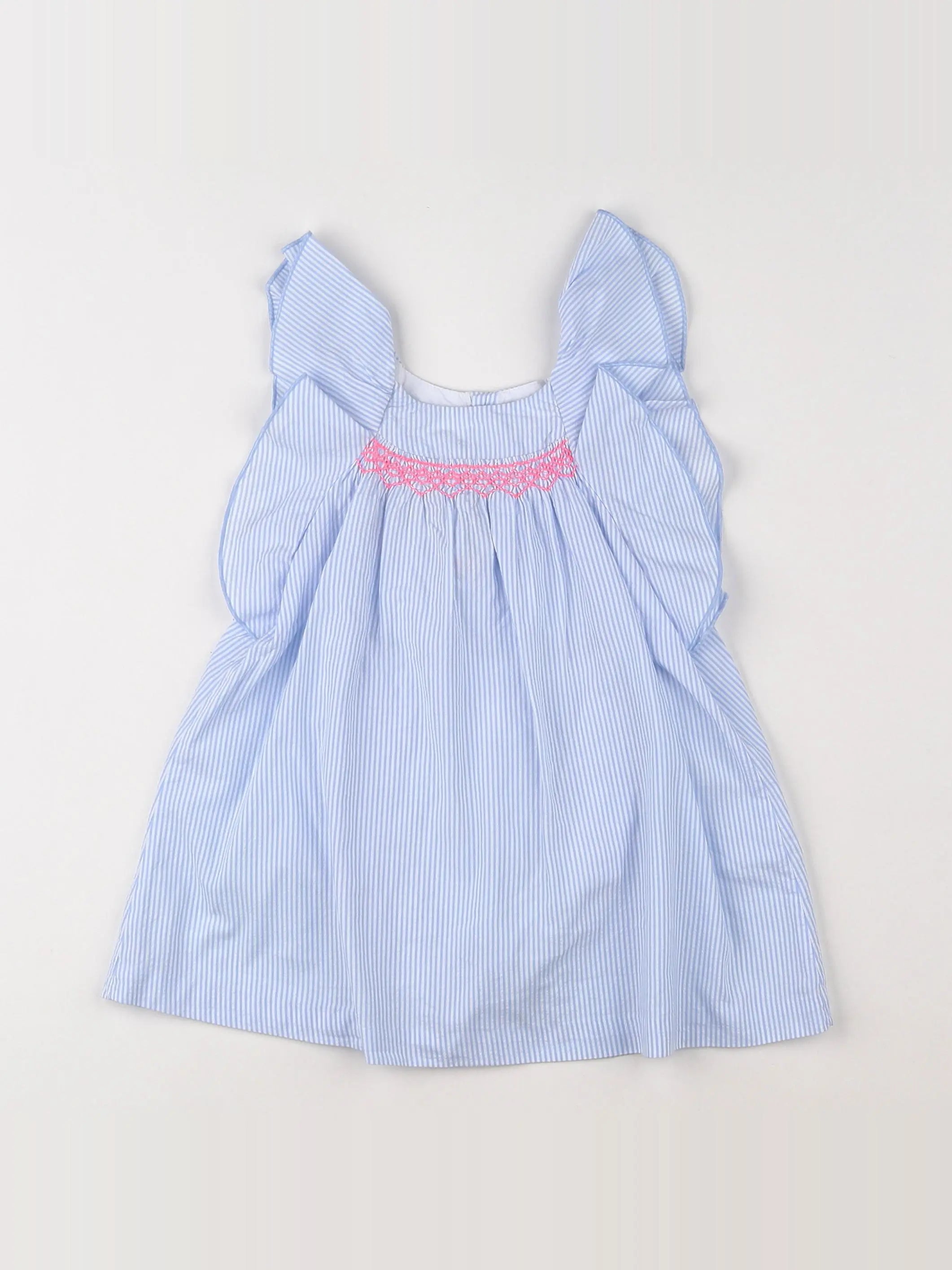 Jacadi - robe blanc, bleu - 12 mois